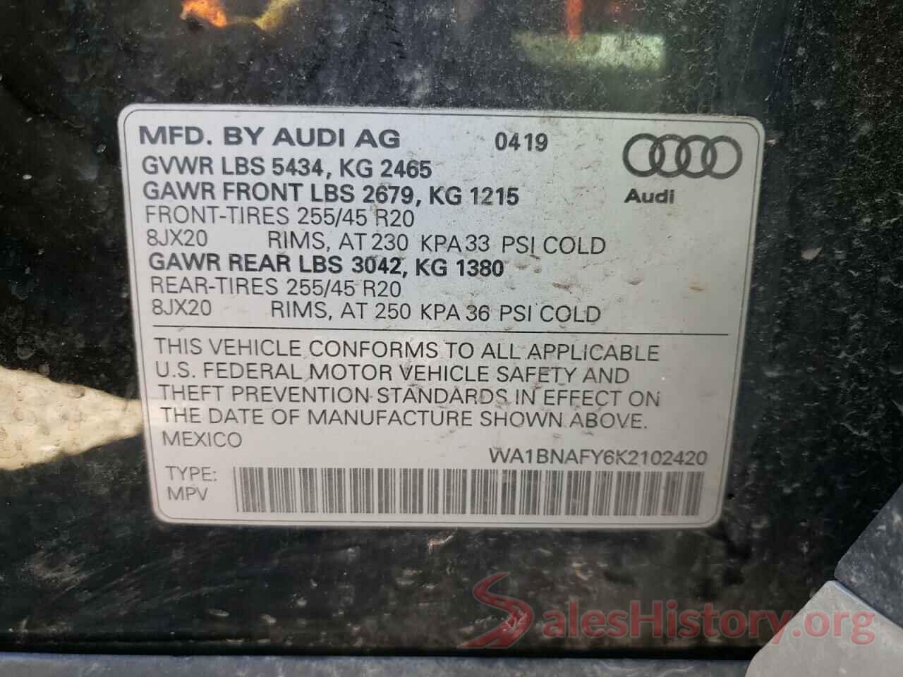 WA1BNAFY6K2102420 2019 AUDI Q5