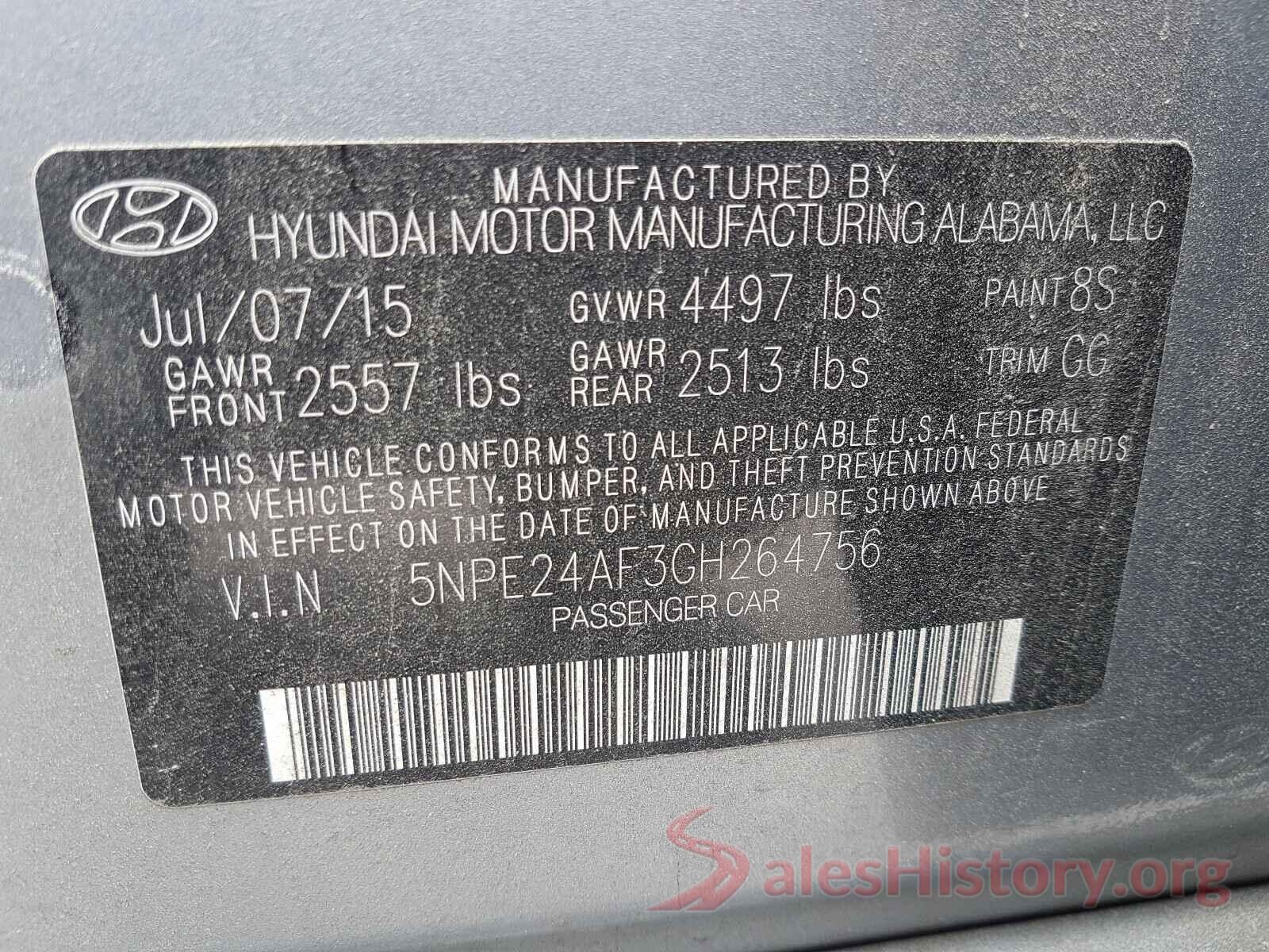 5NPE24AF3GH264756 2016 HYUNDAI SONATA