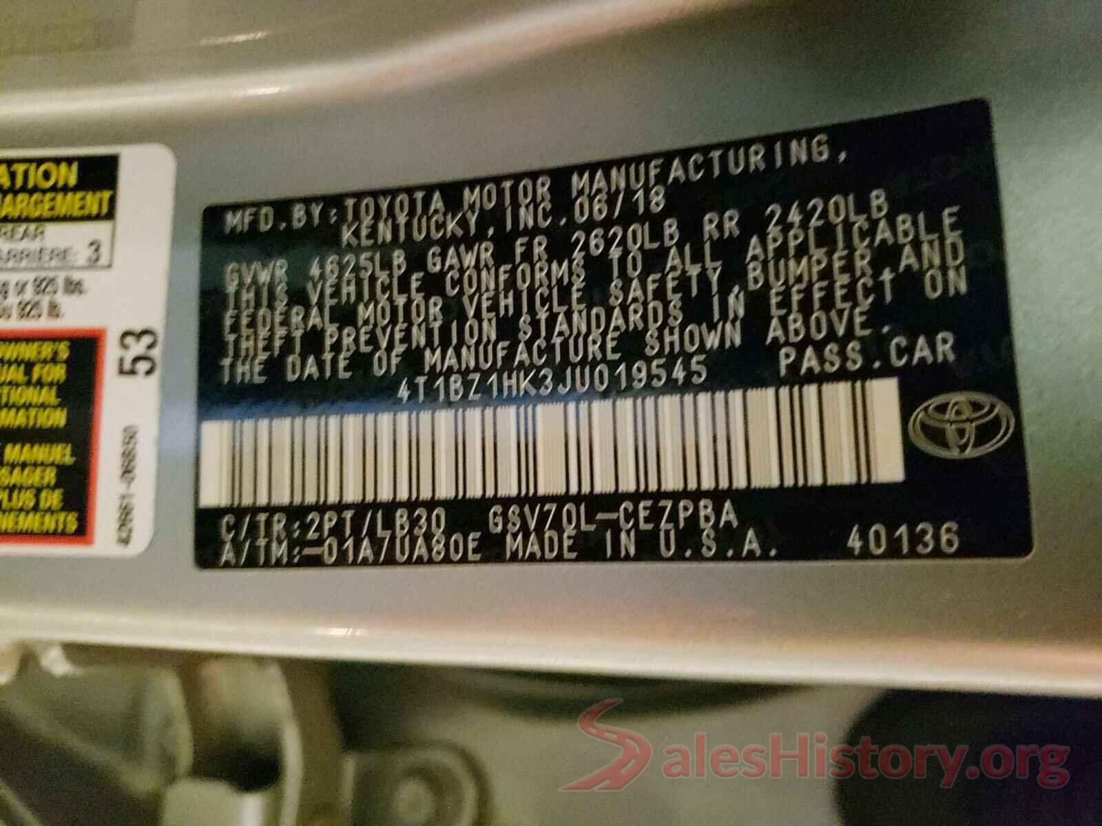 4T1BZ1HK3JU019545 2018 TOYOTA CAMRY