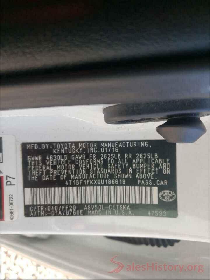 4T1BF1FKXGU186618 2016 TOYOTA CAMRY