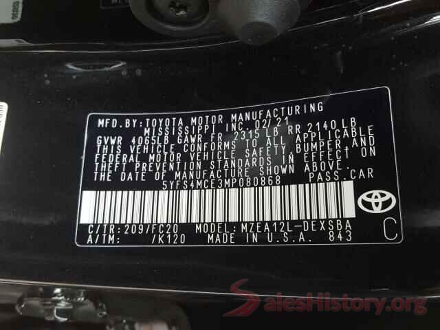 5YFS4MCE3MP080868 2021 TOYOTA COROLLA