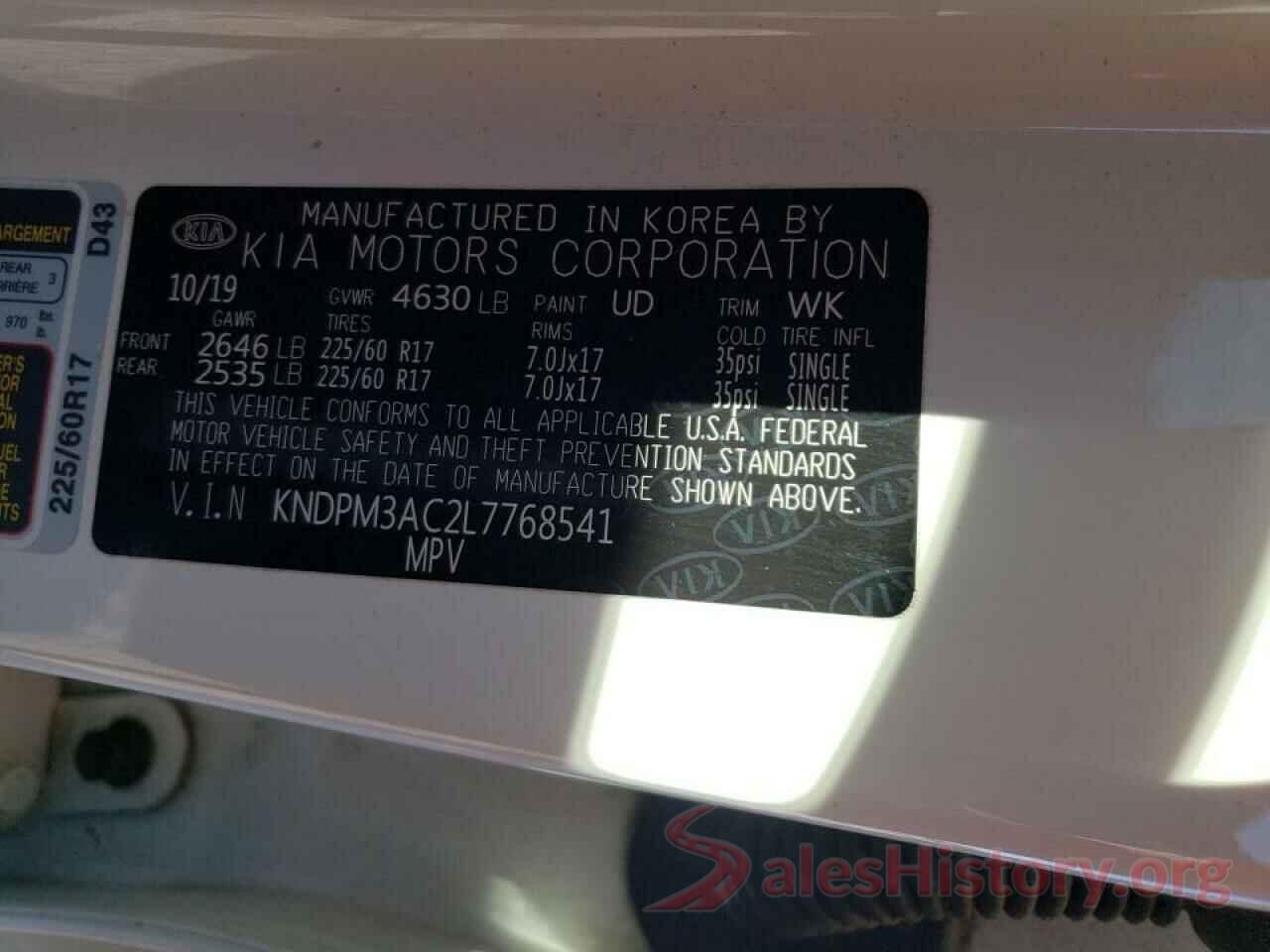 KNDPM3AC2L7768541 2020 KIA SPORTAGE