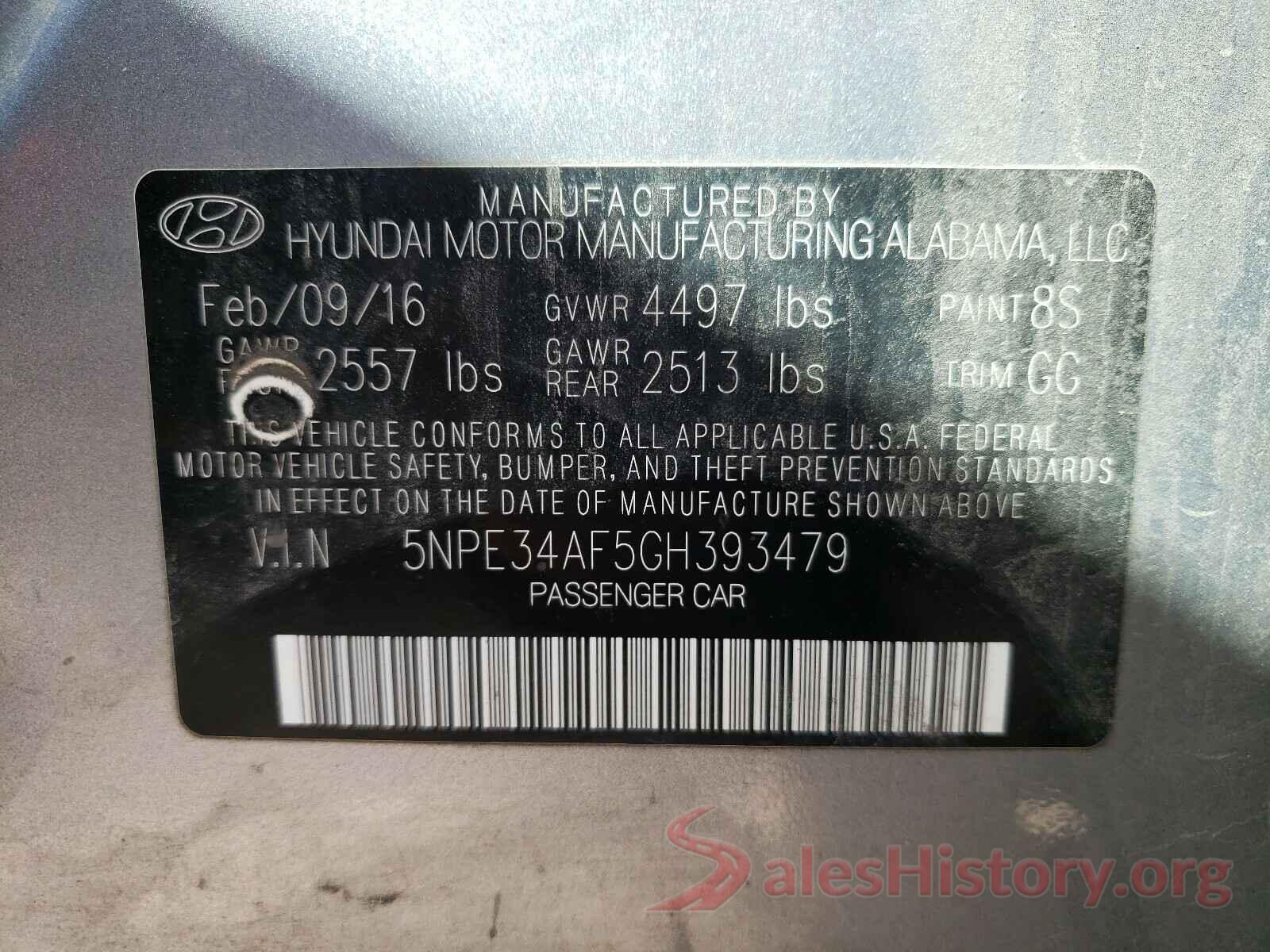 5NPE34AF5GH393479 2016 HYUNDAI SONATA