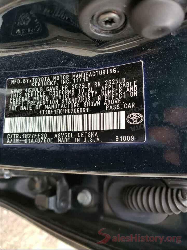 4T1BF1FK1HU706061 2017 TOYOTA CAMRY