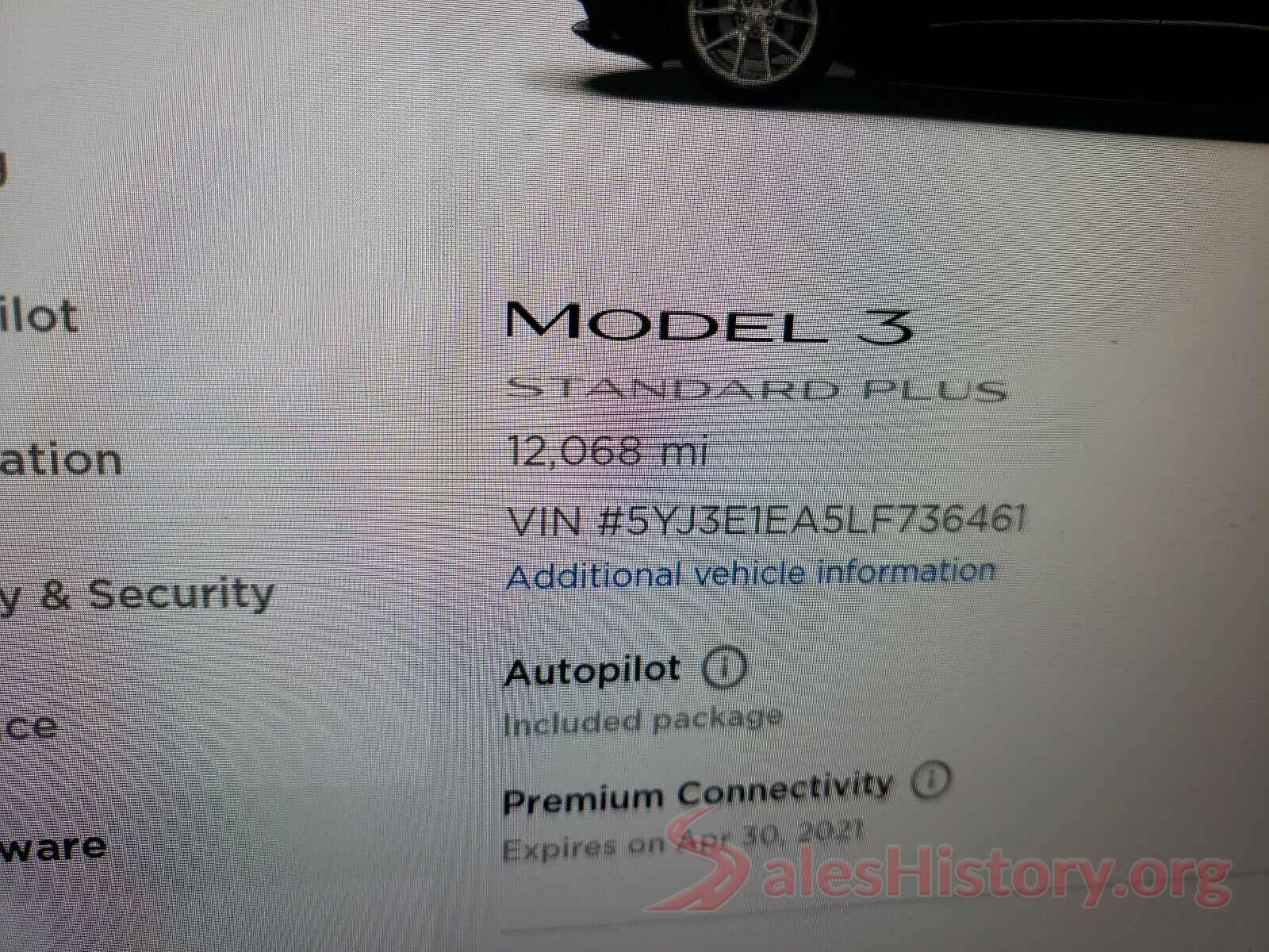 5YJ3E1EA5LF736461 2020 TESLA MODEL 3