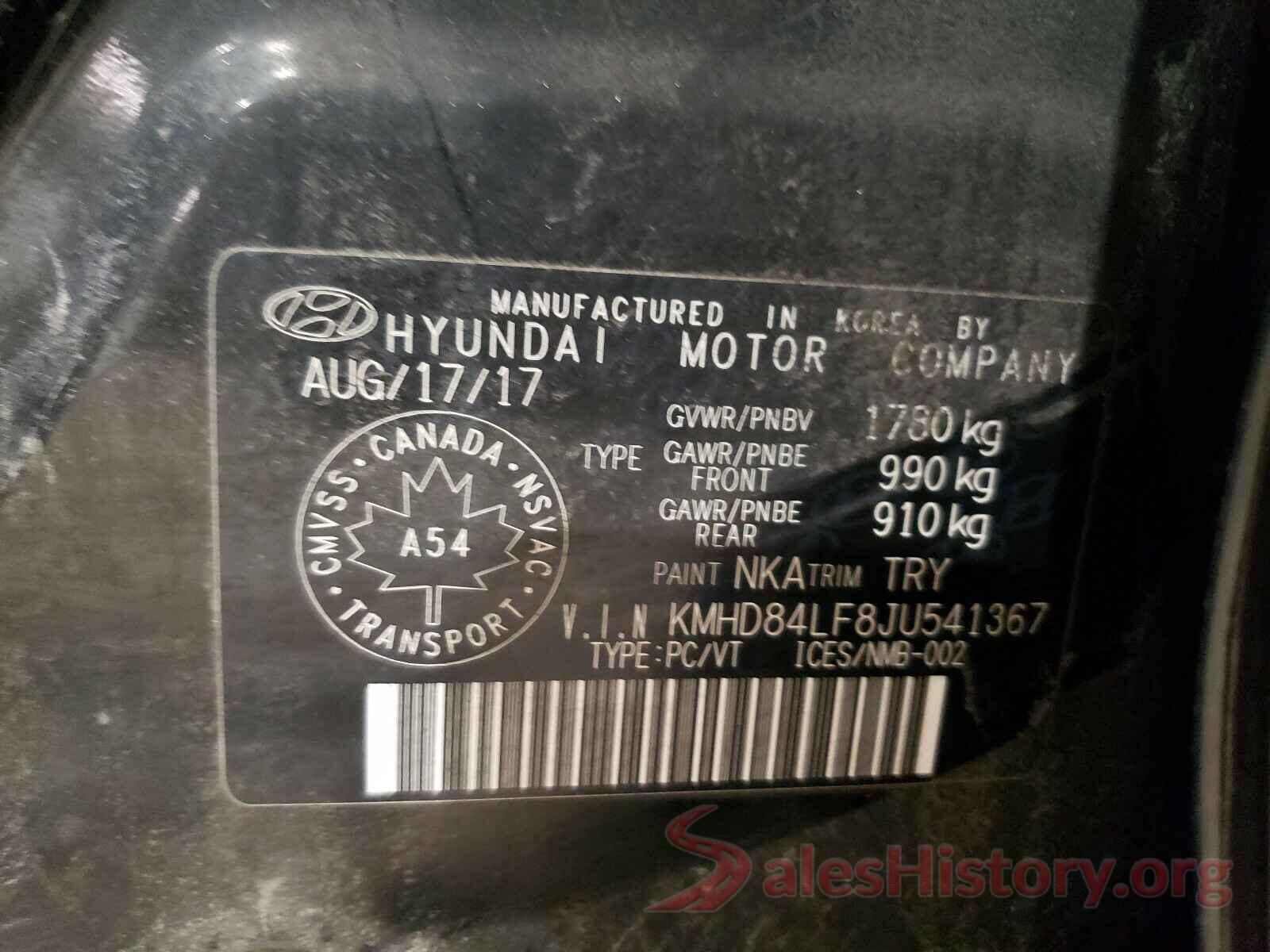 KMHD84LF8JU541367 2018 HYUNDAI ELANTRA