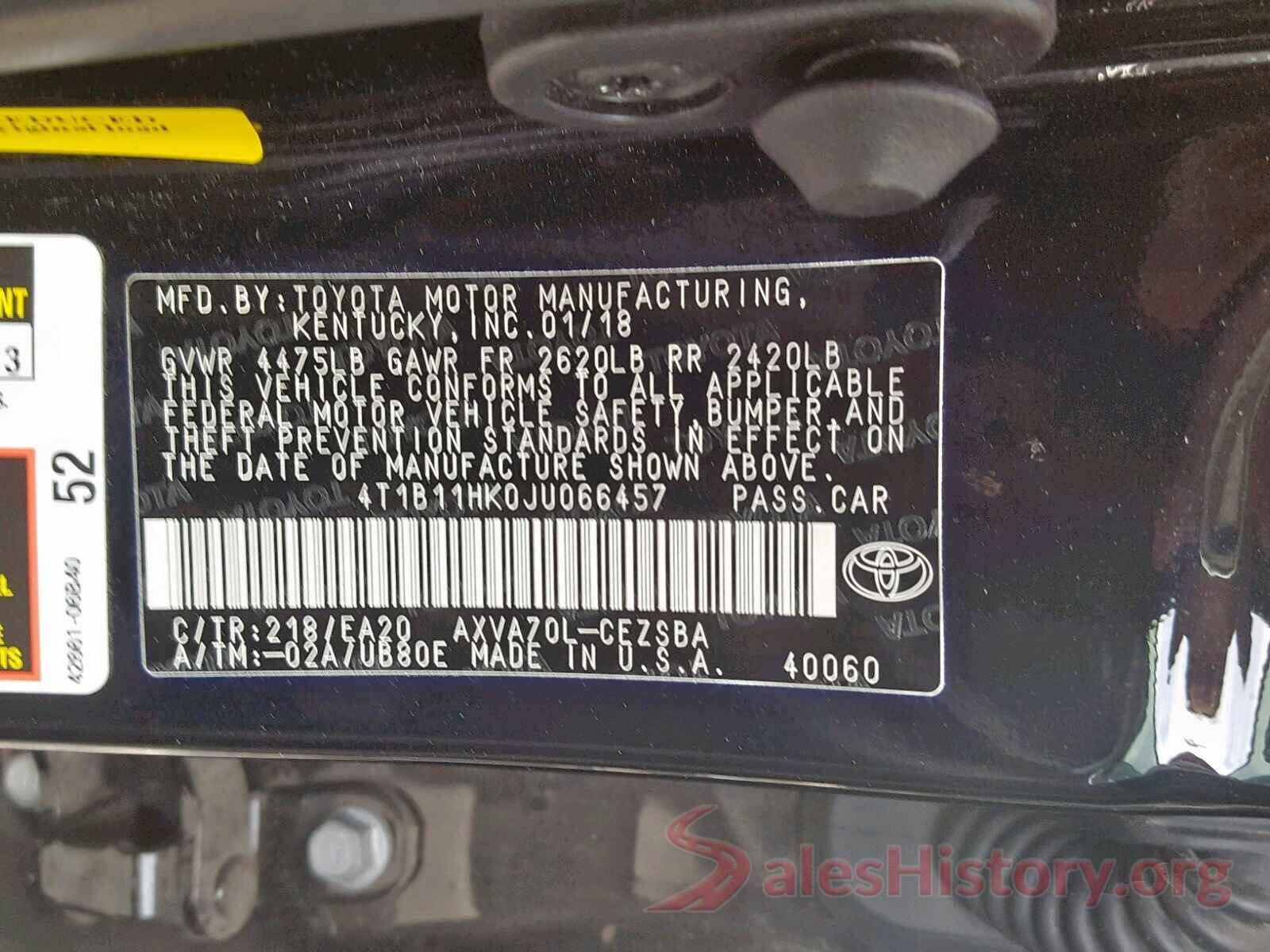 4T1B11HK0JU066457 2018 TOYOTA CAMRY