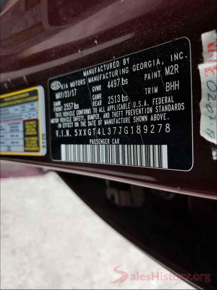 5XXGT4L37JG189278 2018 KIA OPTIMA