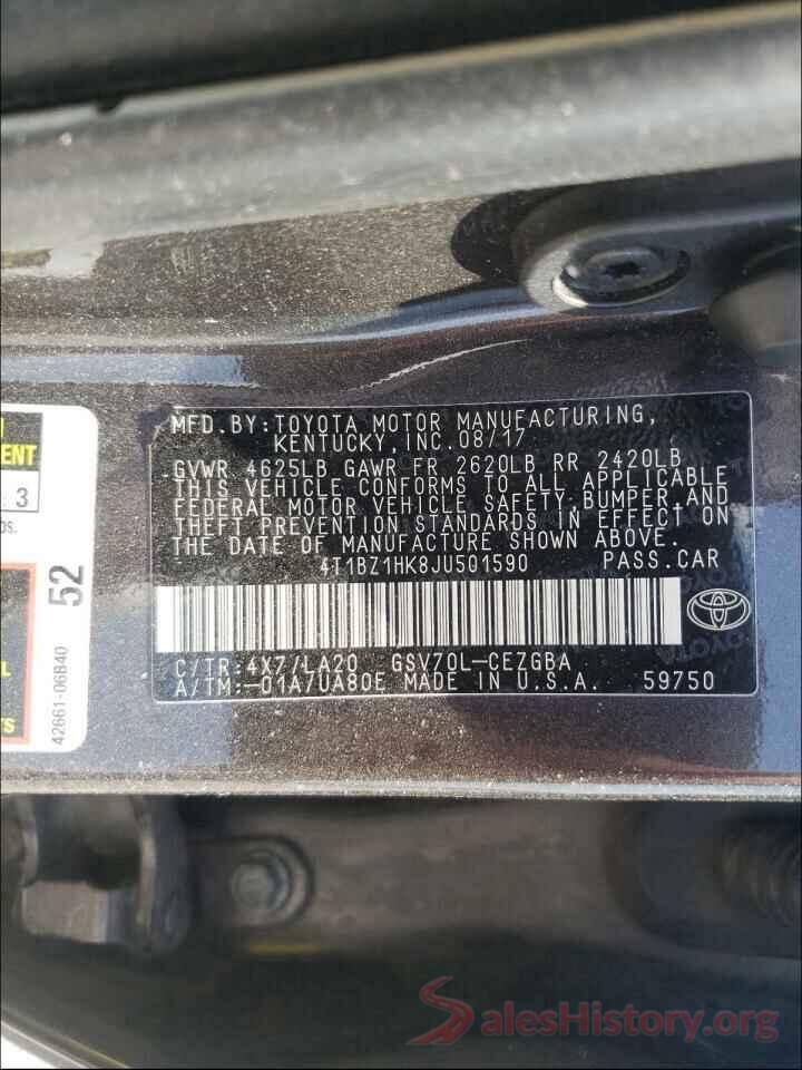 4T1BZ1HK8JU501590 2018 TOYOTA CAMRY