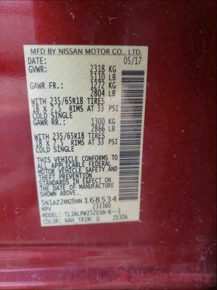 5N1AZ2MG9HN168534 2017 NISSAN MURANO