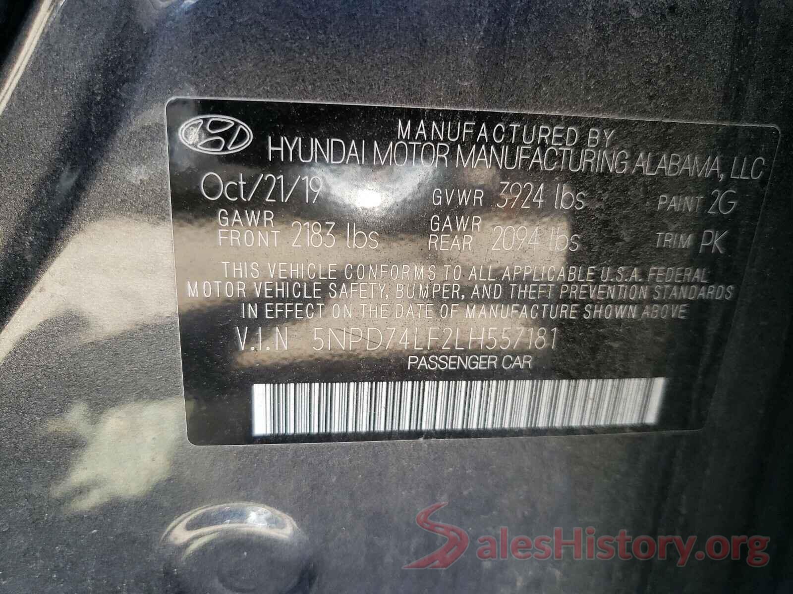 5NPD74LF2LH557181 2020 HYUNDAI ELANTRA