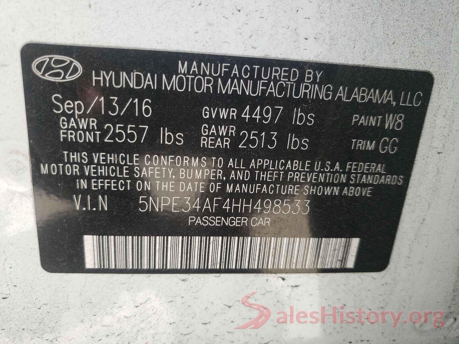 5NPE34AF4HH498533 2017 HYUNDAI SONATA