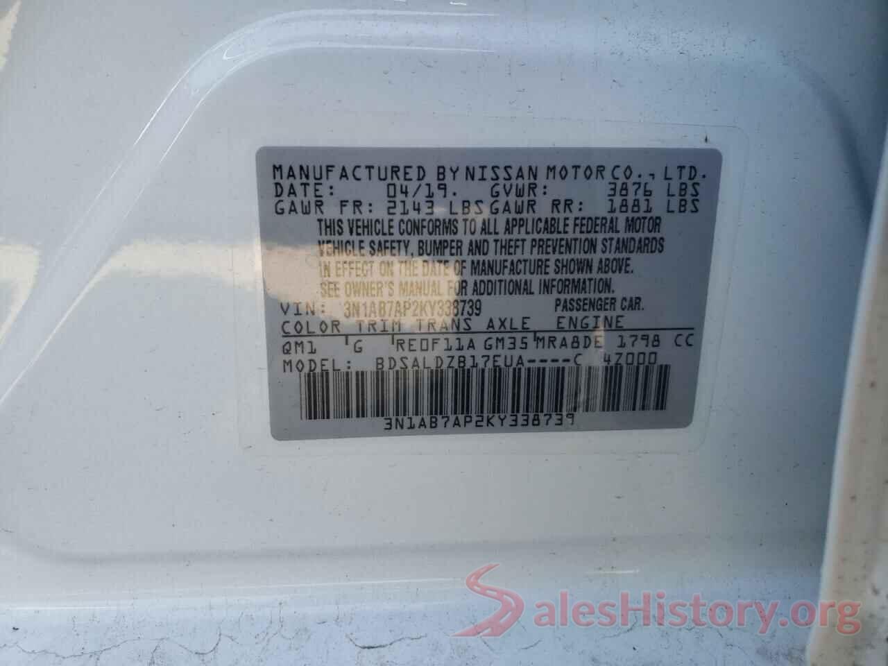 3N1AB7AP2KY338739 2019 NISSAN SENTRA