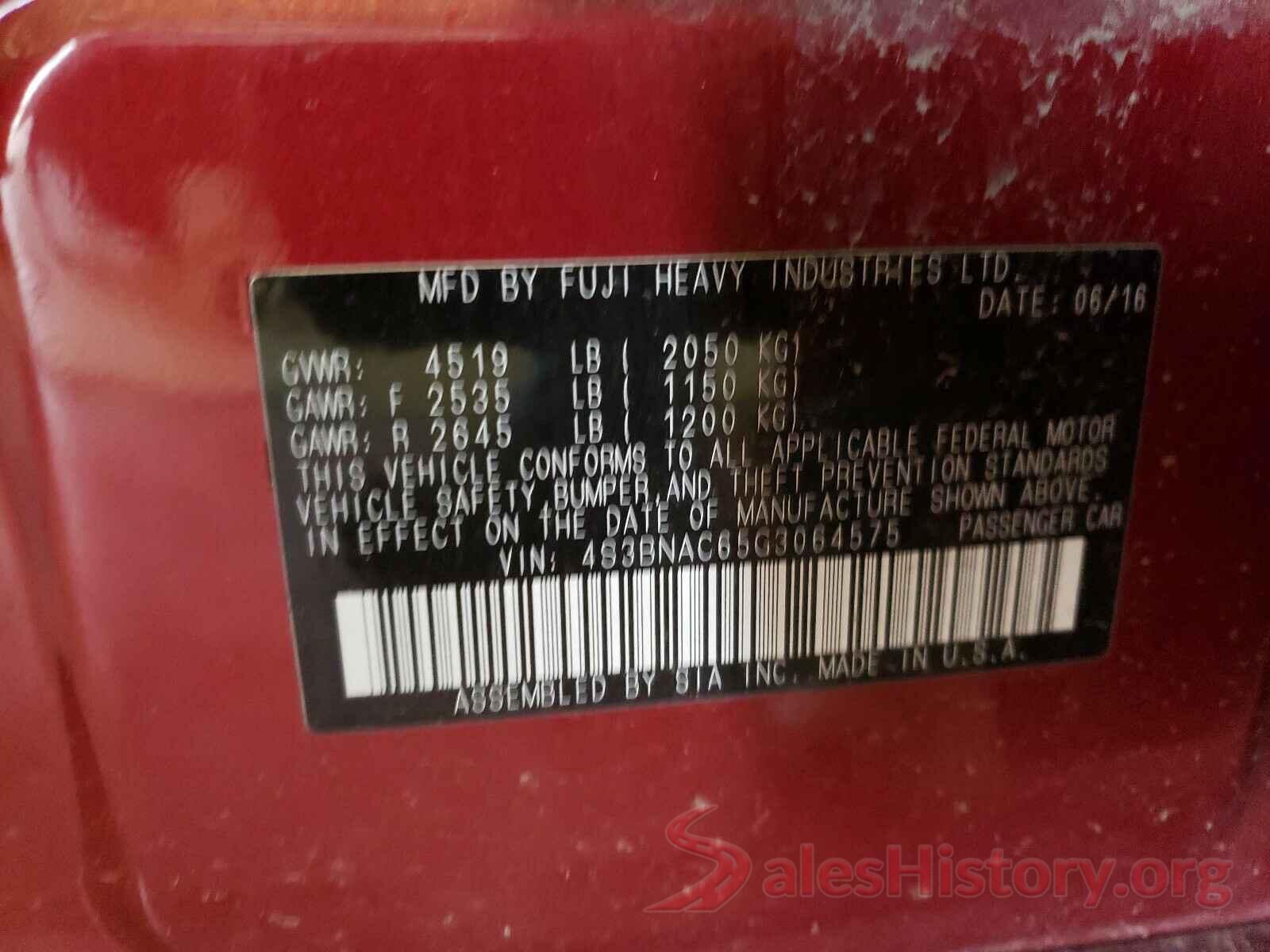 4S3BNAC65G3064575 2016 SUBARU LEGACY