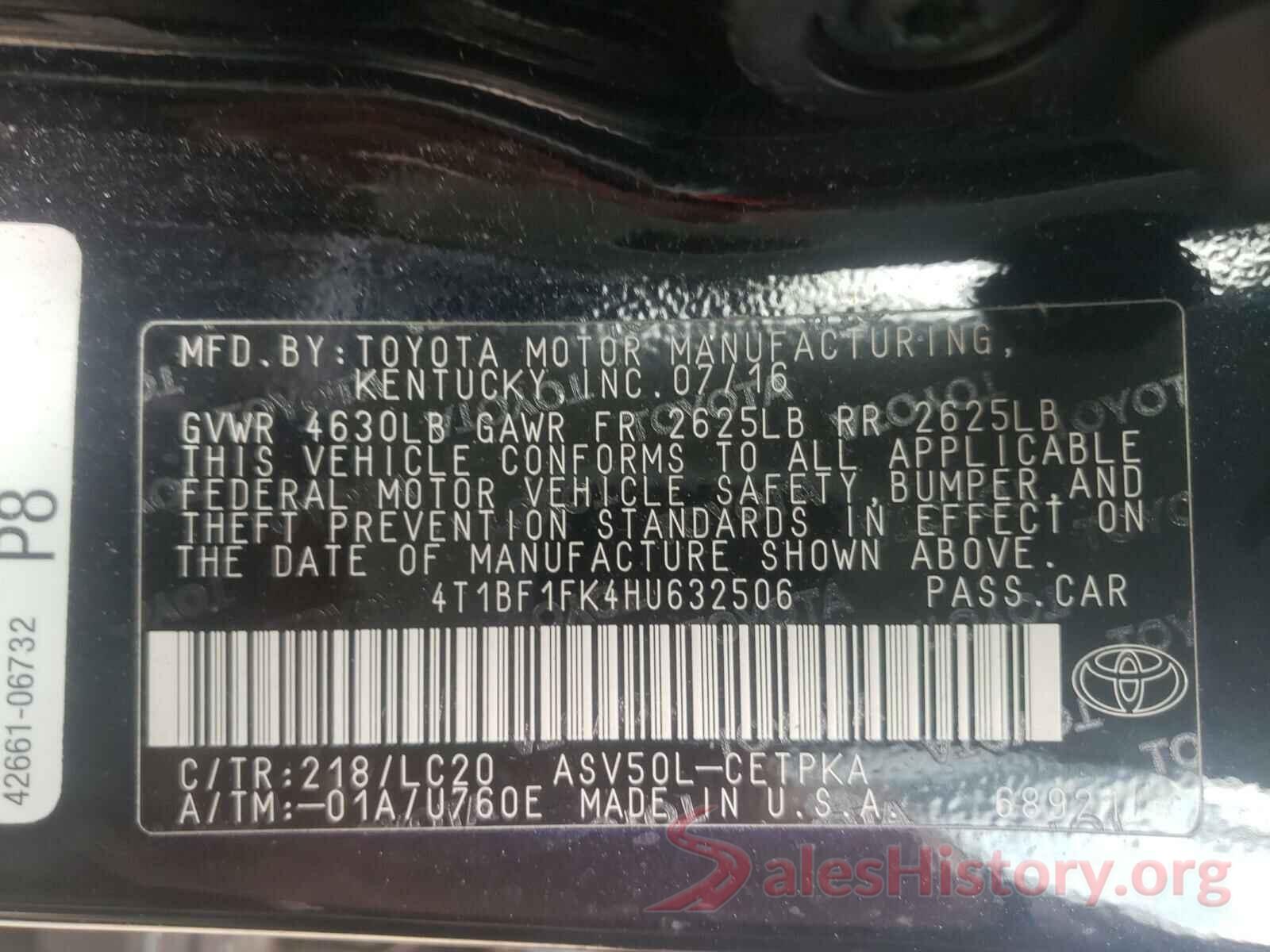 4T1BF1FK4HU632506 2017 TOYOTA CAMRY