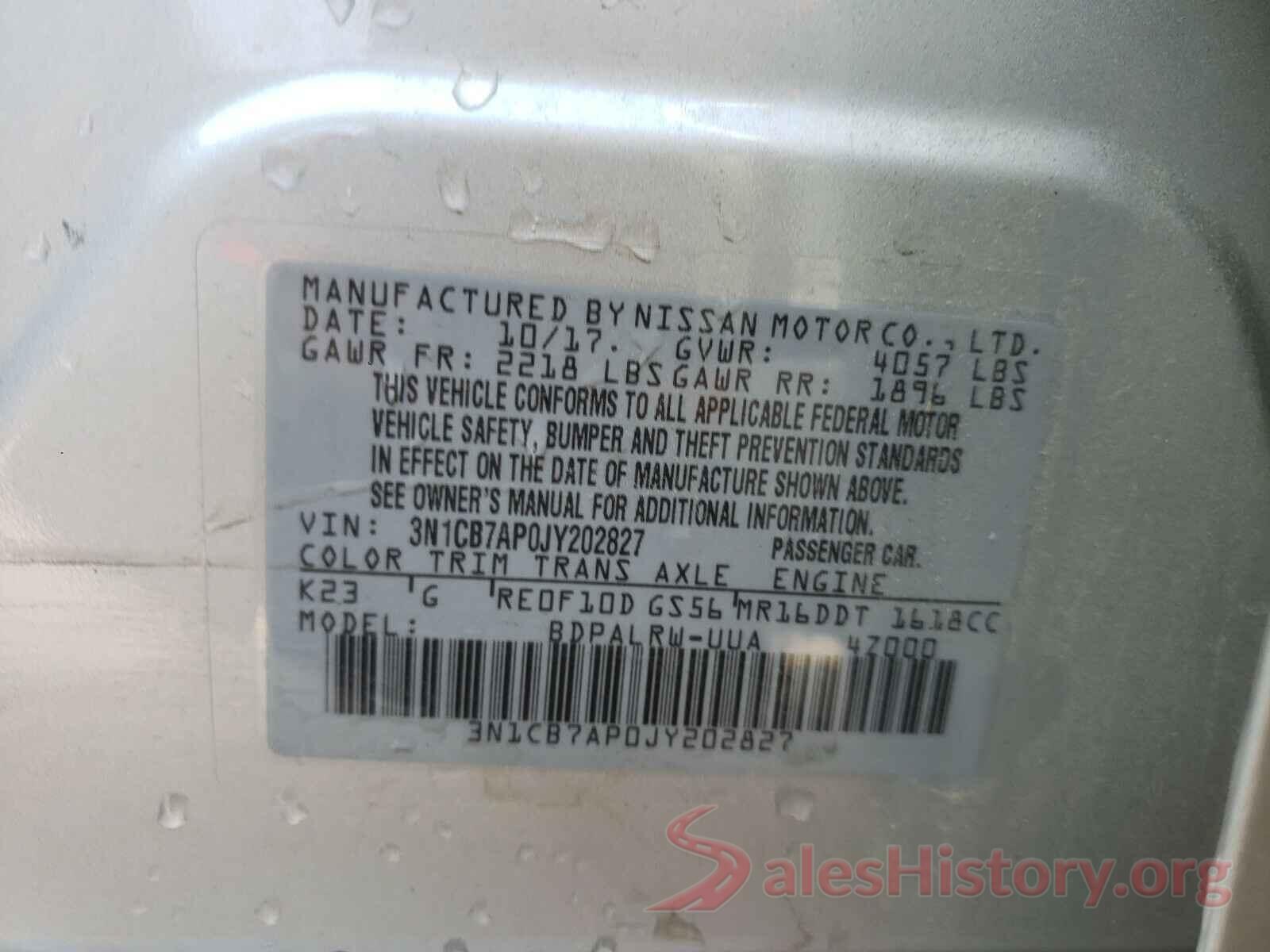 3N1CB7AP0JY202827 2018 NISSAN SENTRA