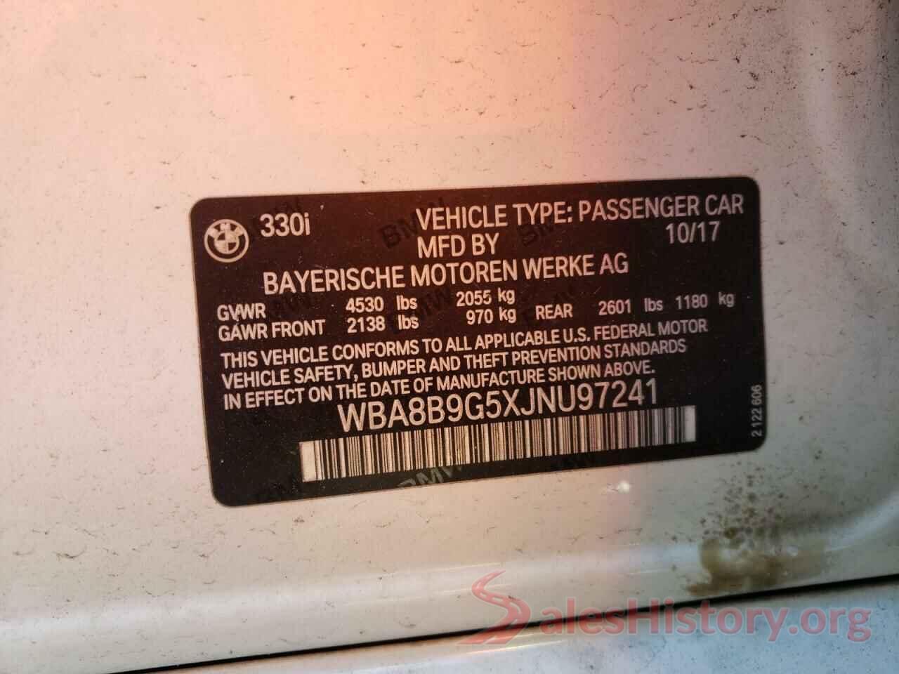 WBA8B9G5XJNU97241 2018 BMW 3 SERIES