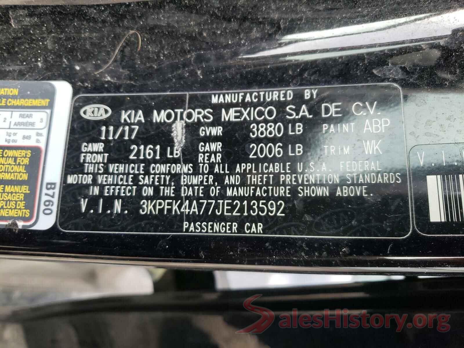 3KPFK4A77JE213592 2018 KIA FORTE