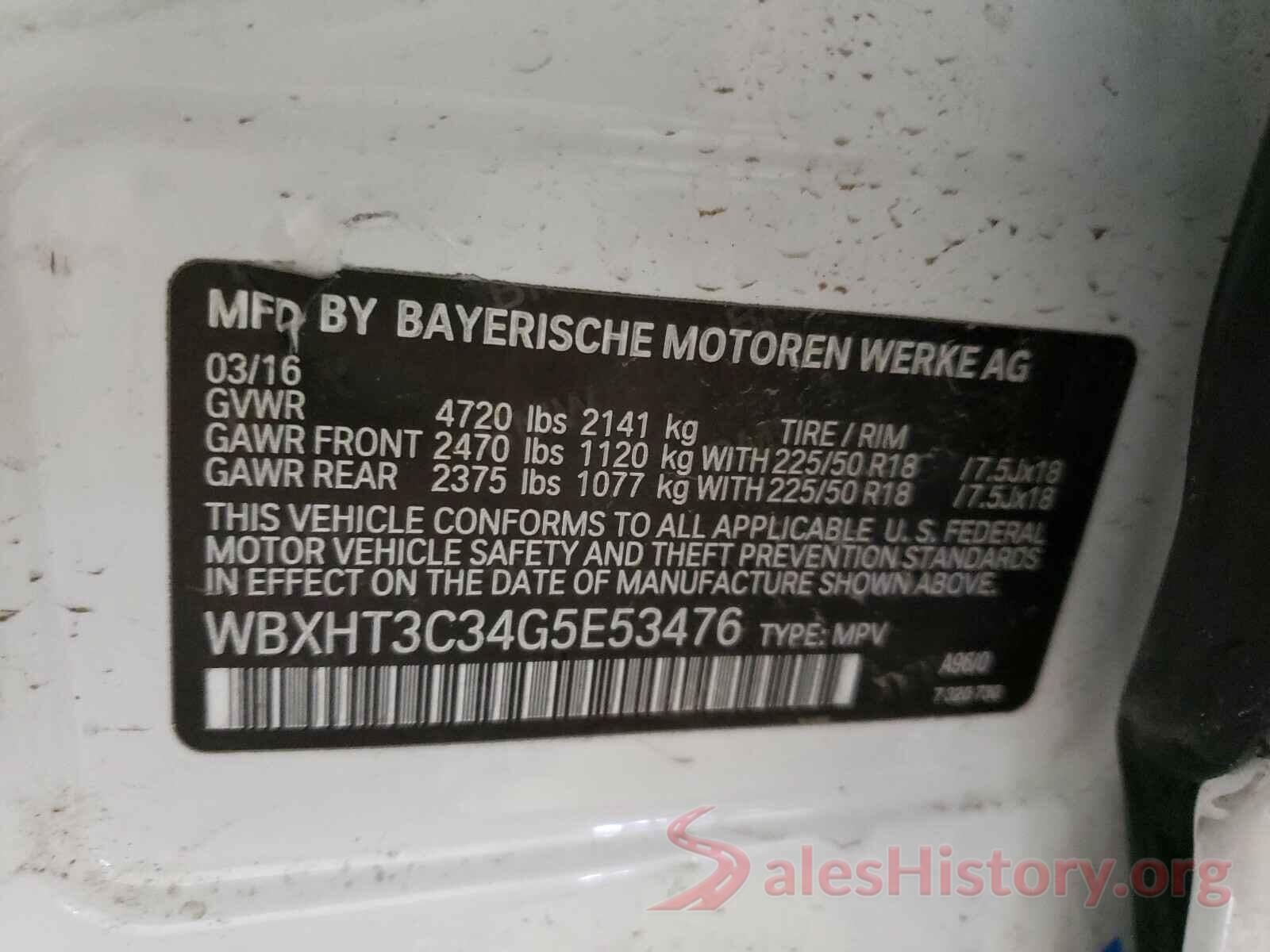 WBXHT3C34G5E53476 2016 BMW X1