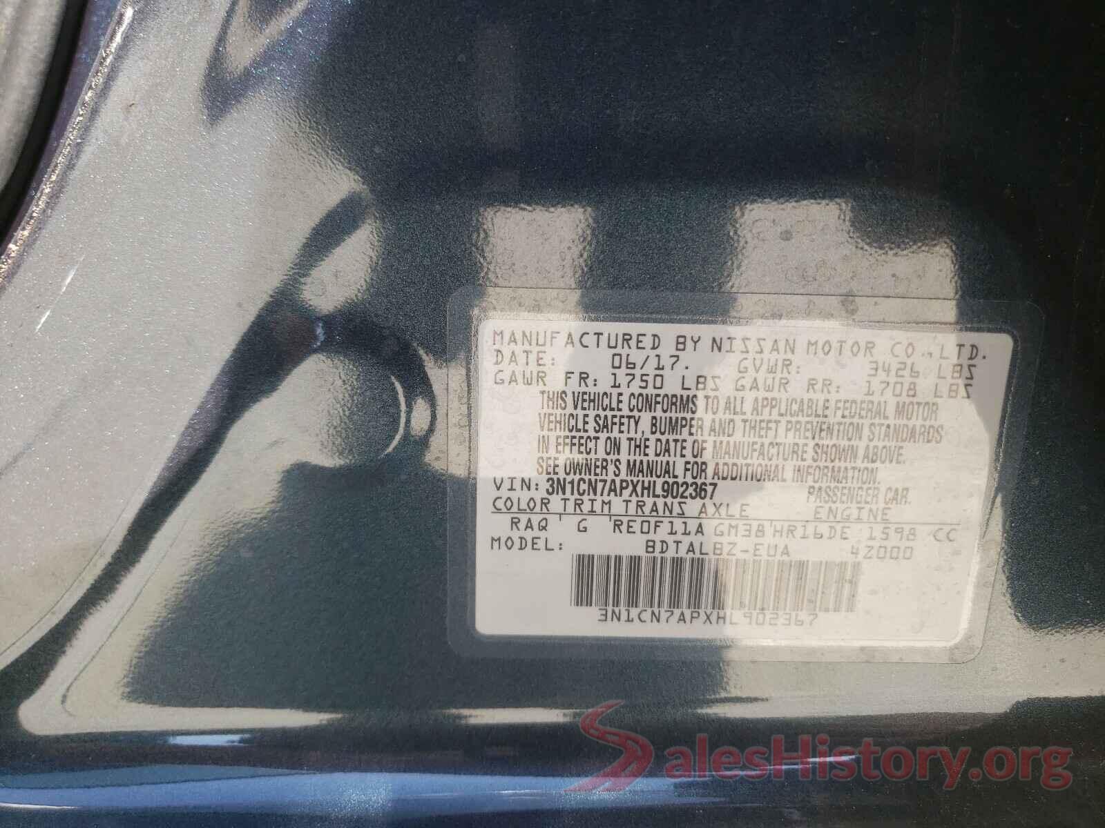 3N1CN7APXHL902367 2017 NISSAN VERSA