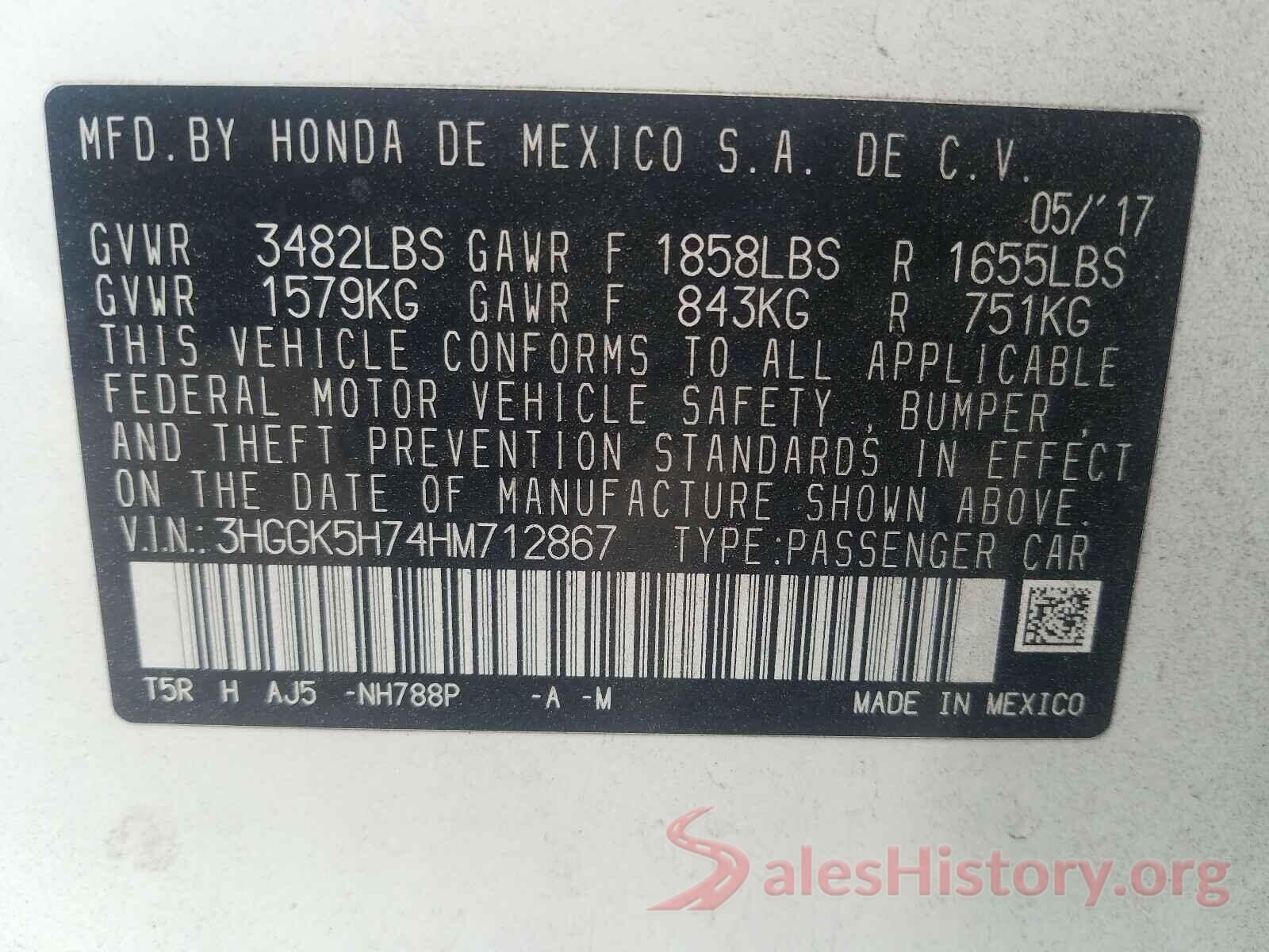 3HGGK5H74HM712867 2017 HONDA FIT