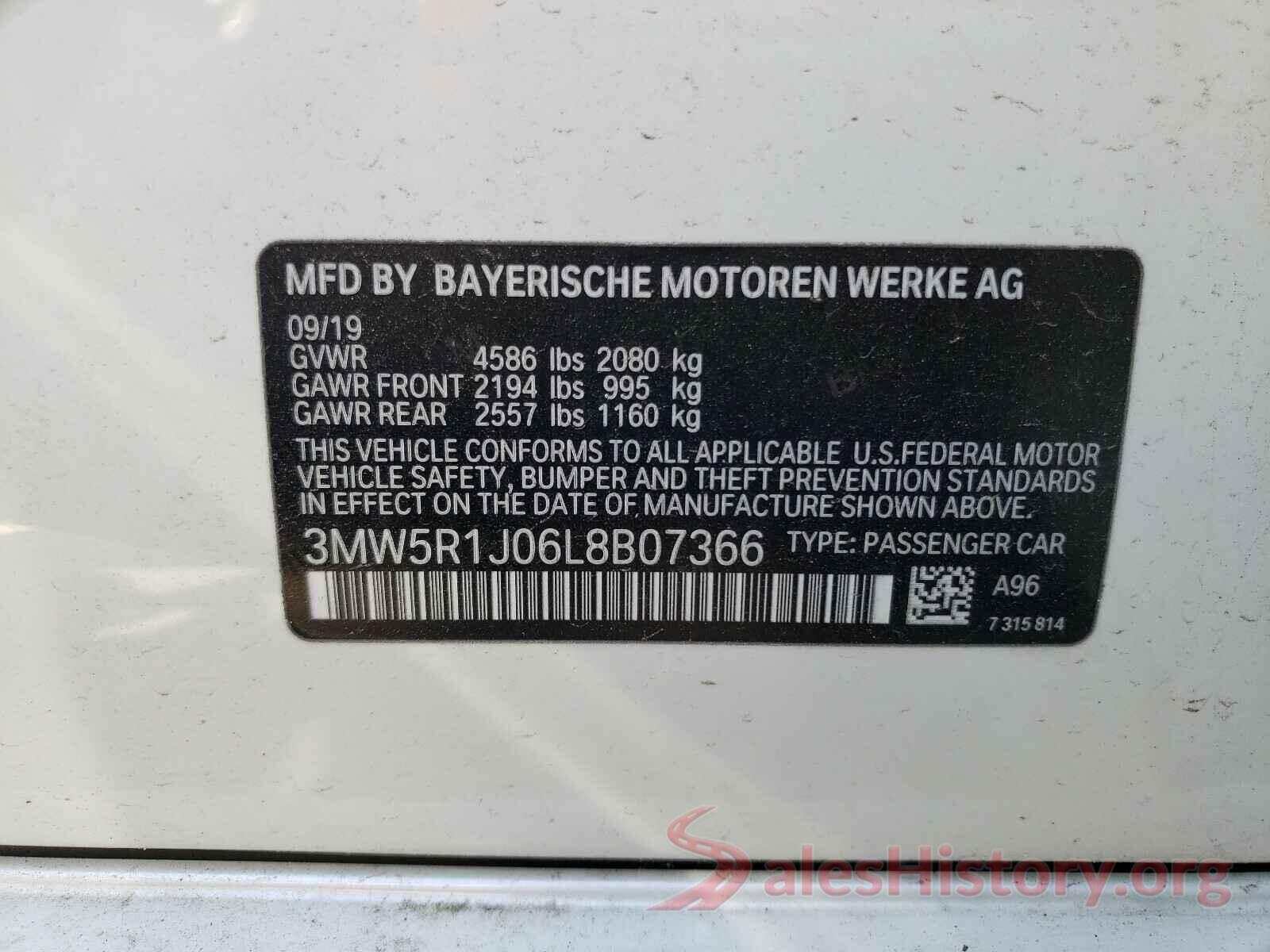 3MW5R1J06L8B07366 2020 BMW 3 SERIES