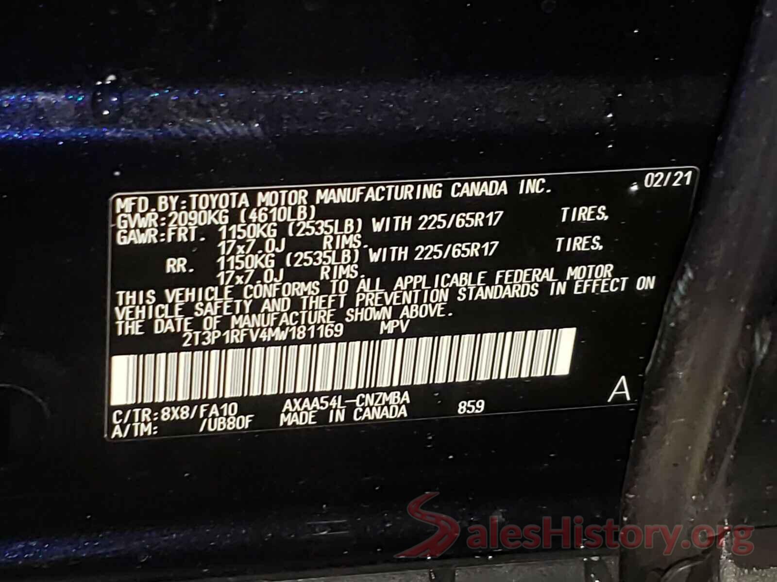 2T3P1RFV4MW181169 2021 TOYOTA RAV4