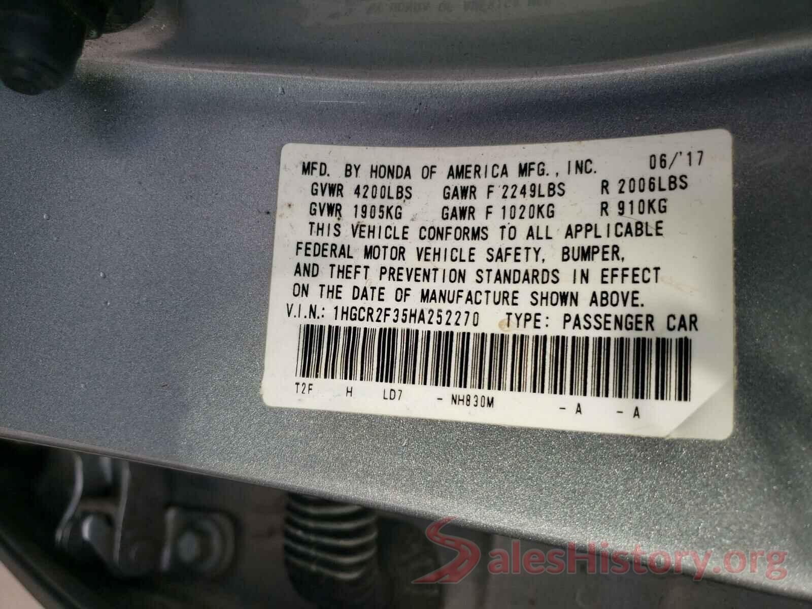 1HGCR2F35HA252270 2017 HONDA ACCORD