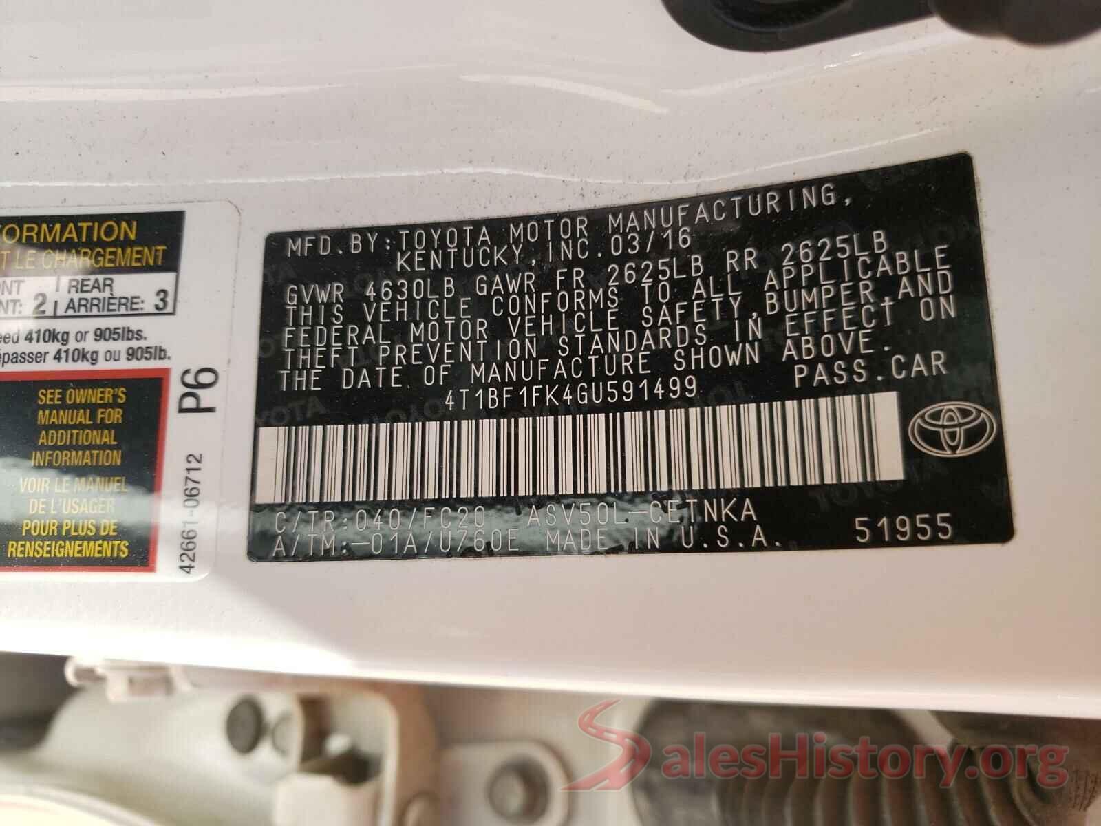 4T1BF1FK4GU591499 2016 TOYOTA CAMRY