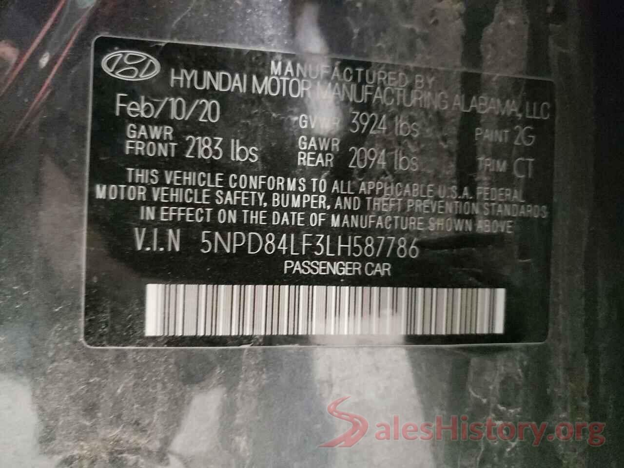 5NPD84LF3LH587786 2020 HYUNDAI ELANTRA