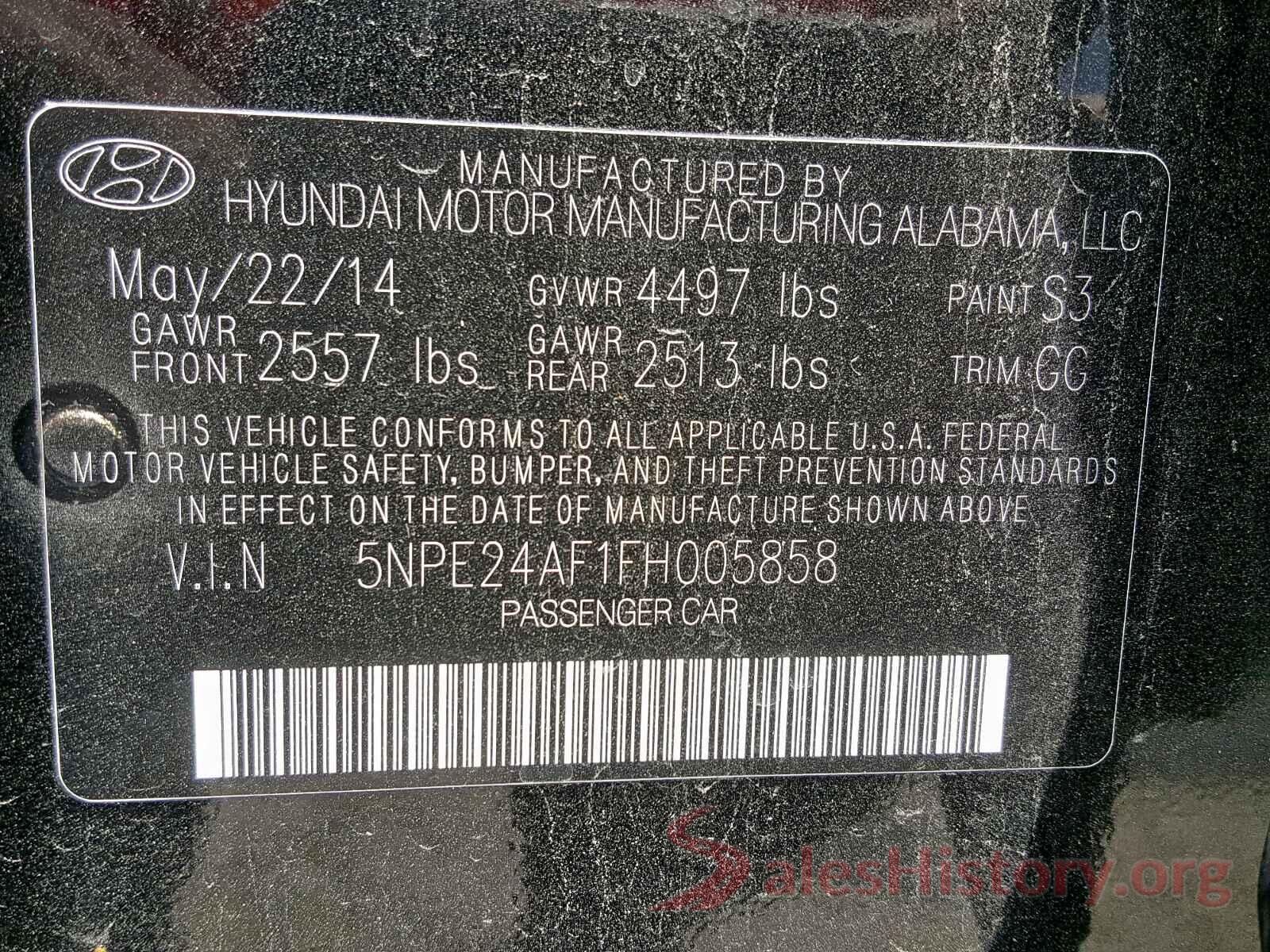 5NPE24AF1FH005858 2015 HYUNDAI SONATA