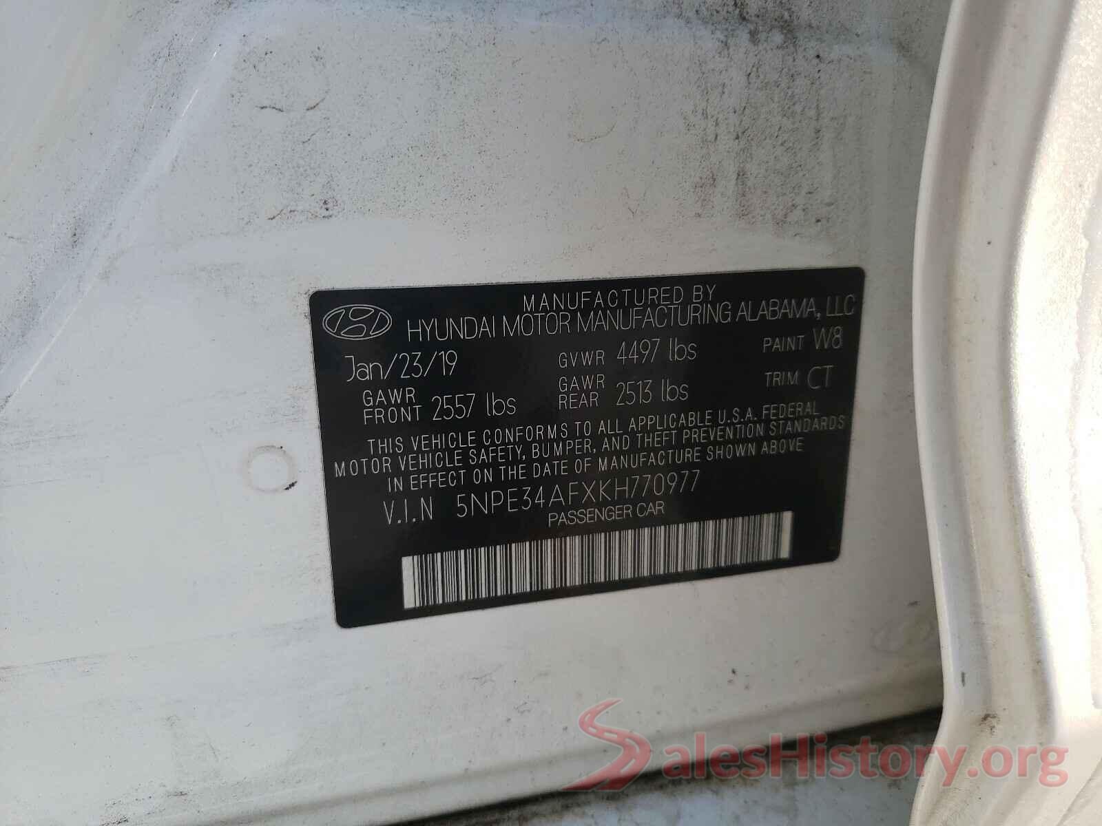 5NPE34AFXKH770977 2019 HYUNDAI SONATA