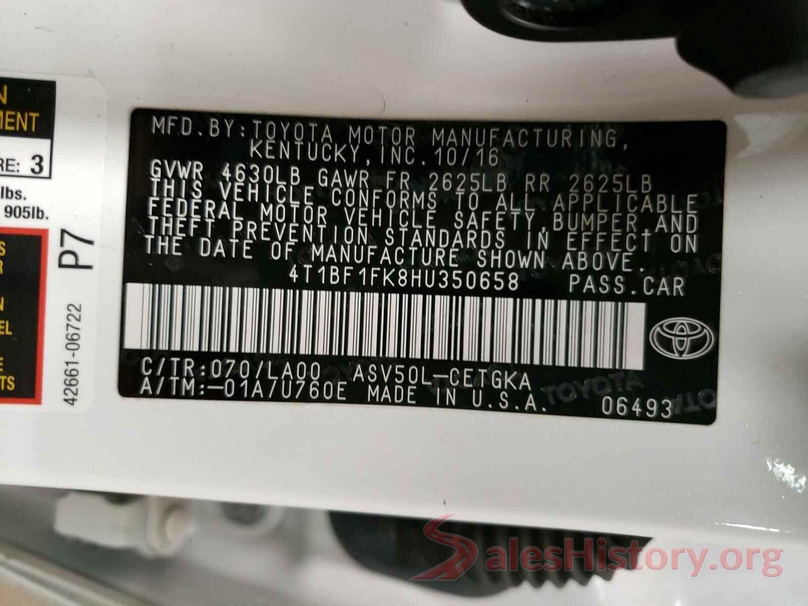 4T1BF1FK8HU350658 2017 TOYOTA CAMRY