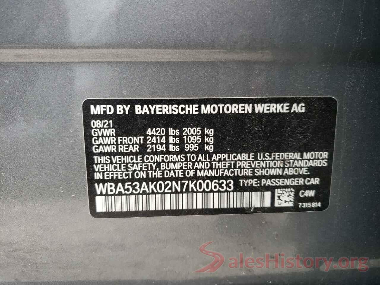 WBA53AK02N7K00633 2022 BMW 2 SERIES