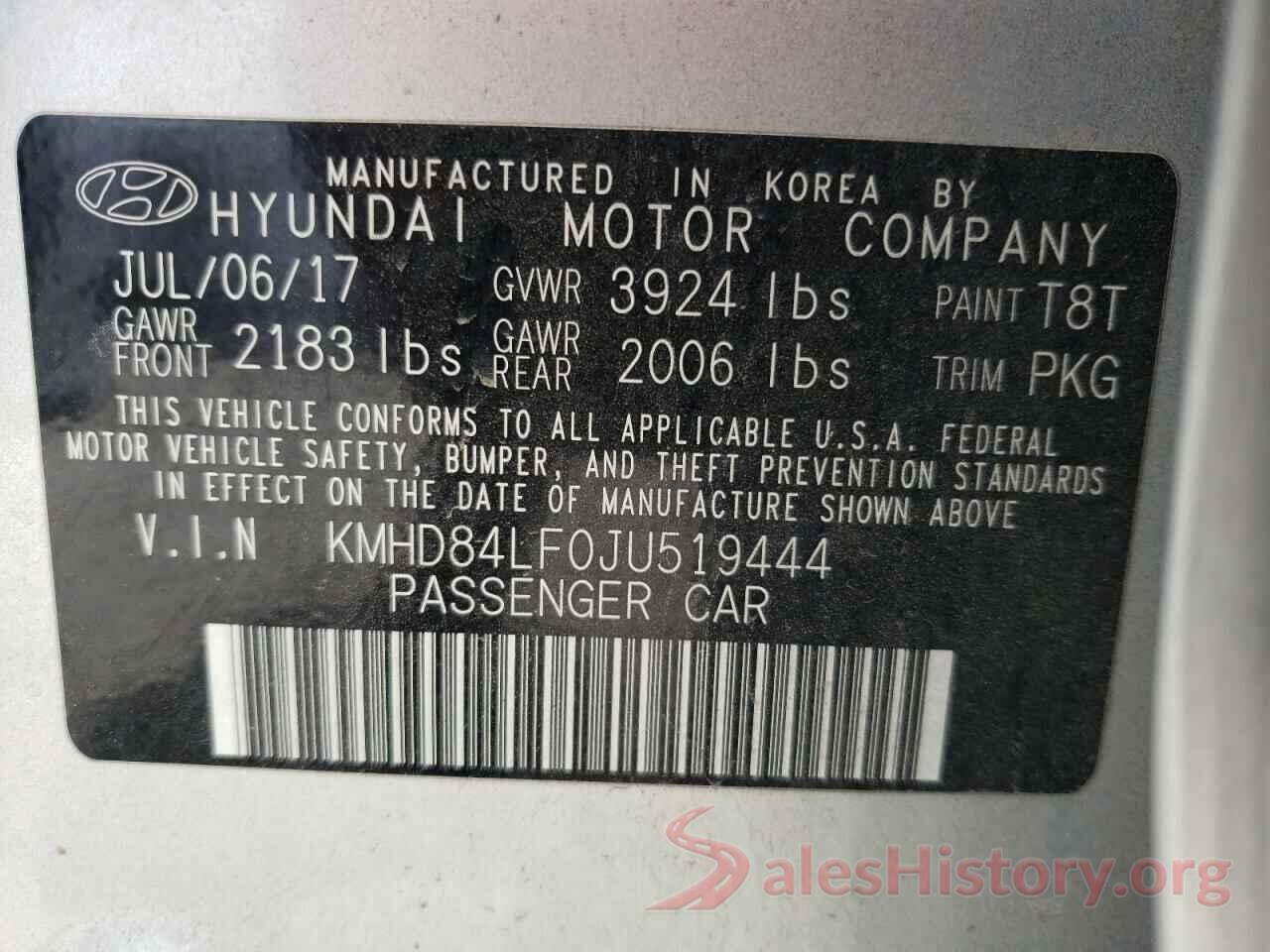 KMHD84LF0JU519444 2018 HYUNDAI ELANTRA