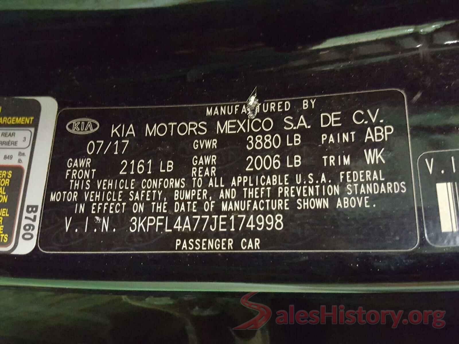 3KPFL4A77JE174998 2018 KIA FORTE