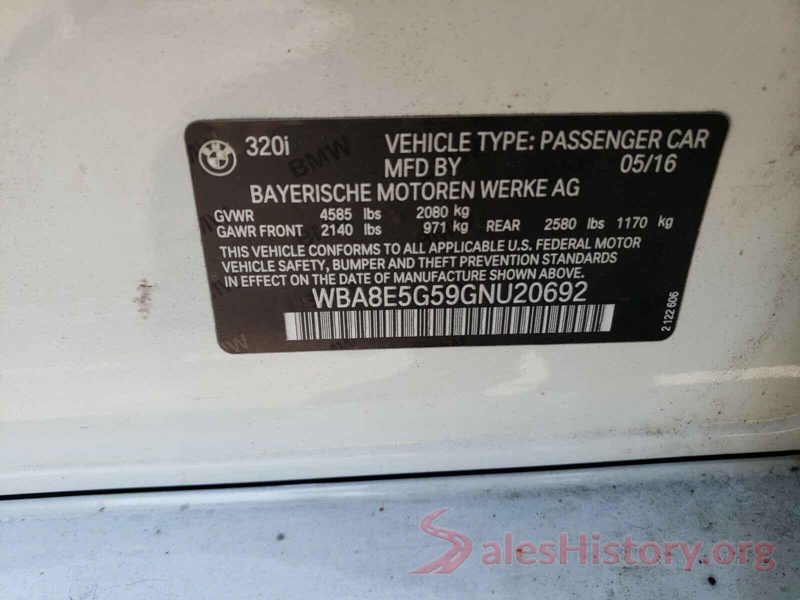 WBA8E5G59GNU20692 2016 BMW 3 SERIES