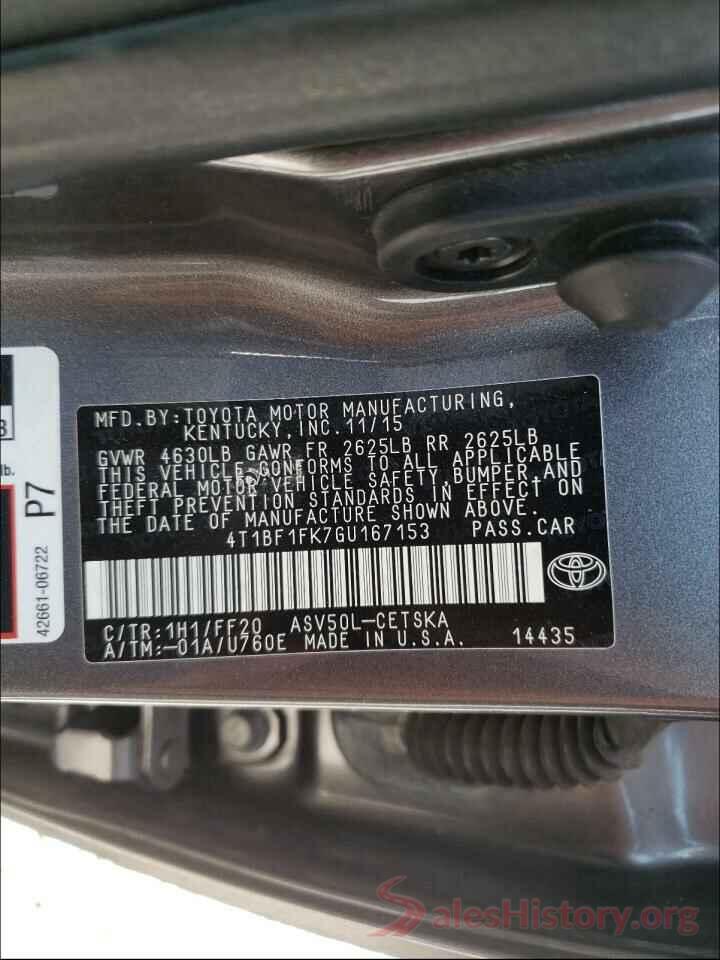 4T1BF1FK7GU167153 2016 TOYOTA CAMRY