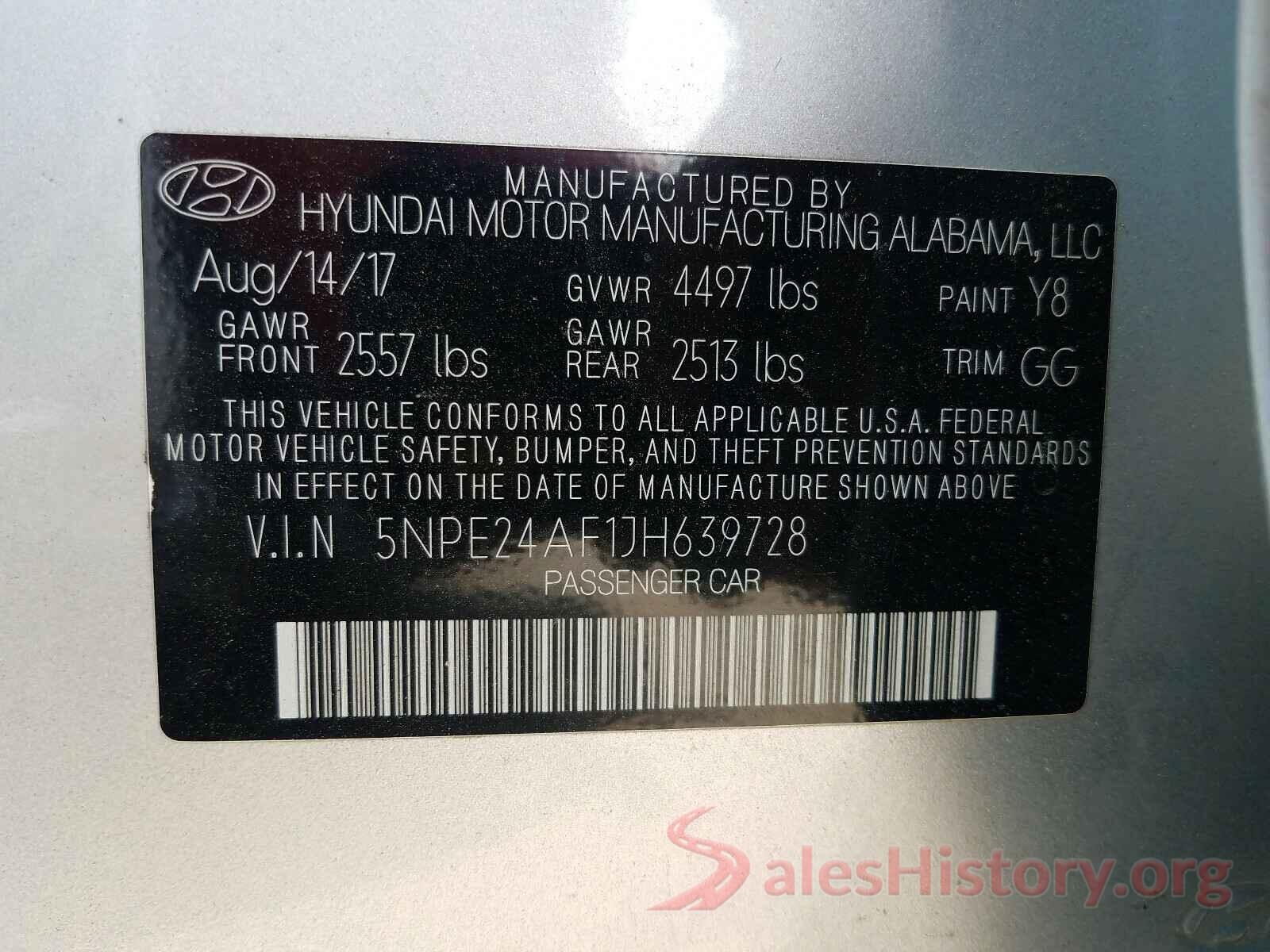 5NPE24AF1JH639728 2018 HYUNDAI SONATA