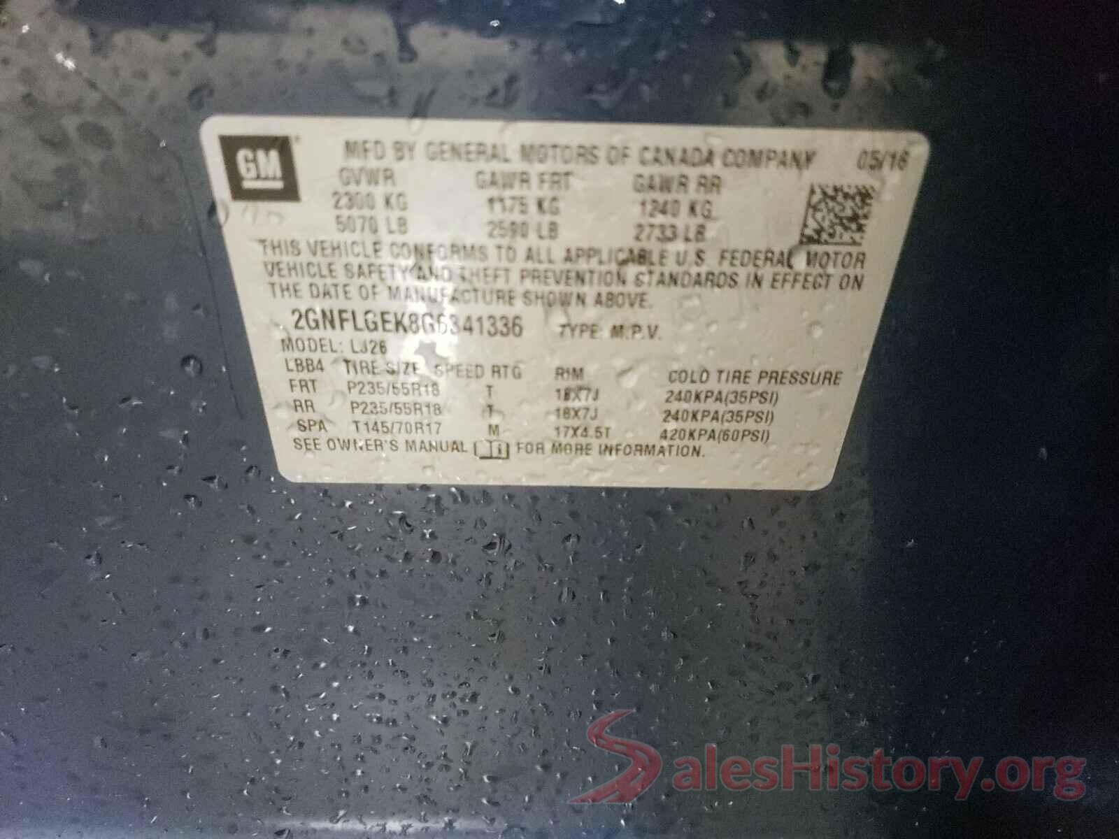 2GNFLGEK8G6341336 2016 CHEVROLET EQUINOX