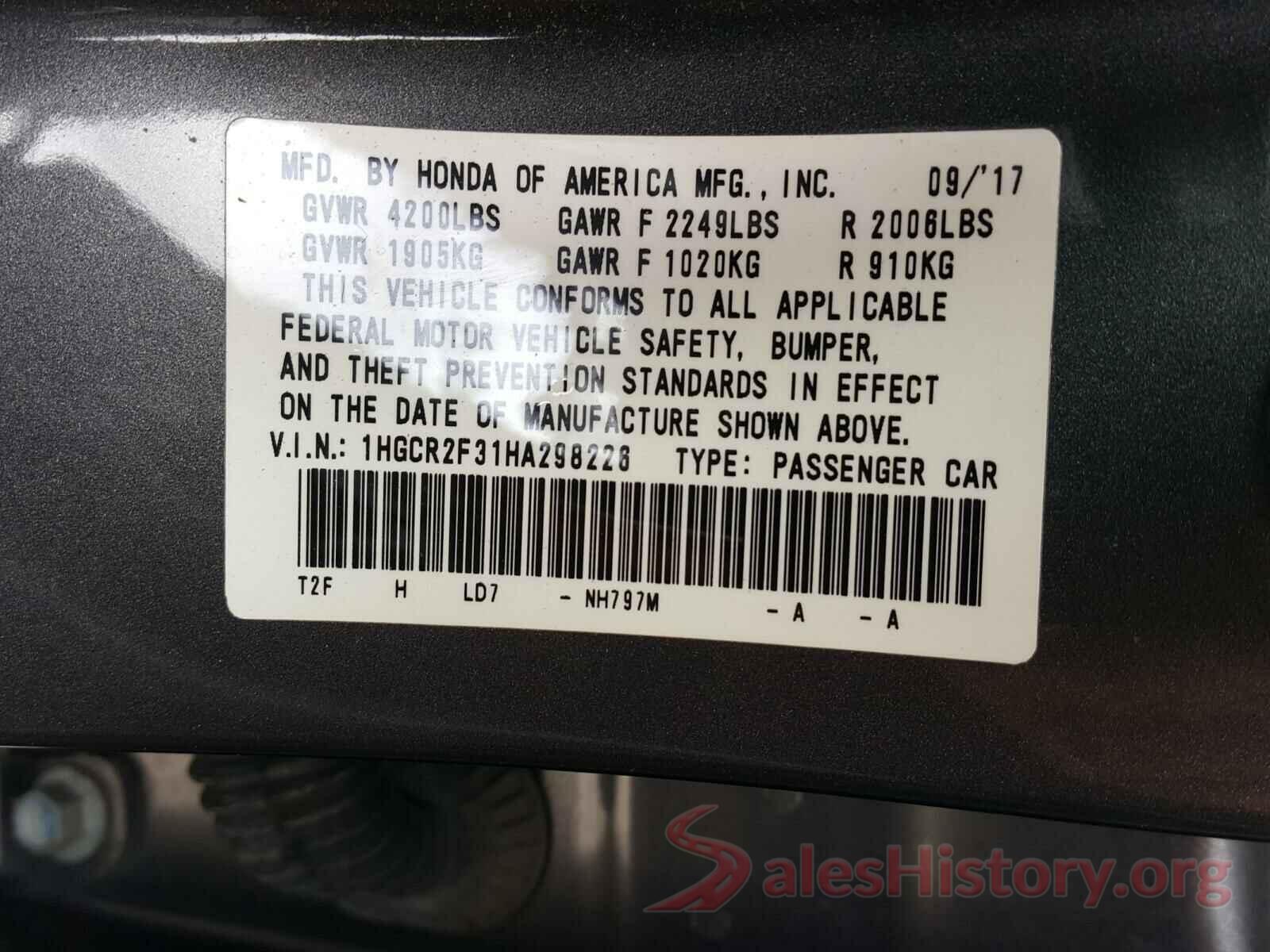 1HGCR2F31HA298226 2017 HONDA ACCORD