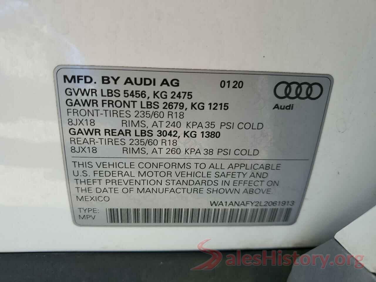 WA1ANAFY2L2061913 2020 AUDI Q5