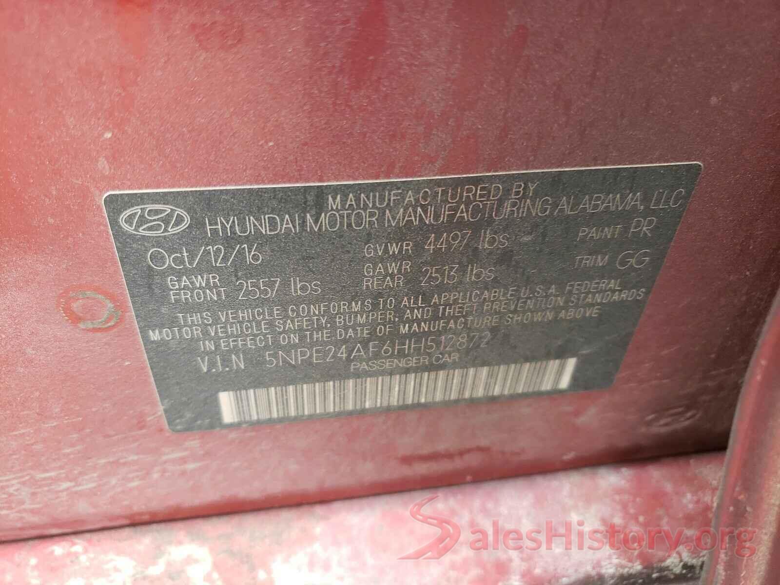 5NPE24AF6HH512872 2017 HYUNDAI SONATA