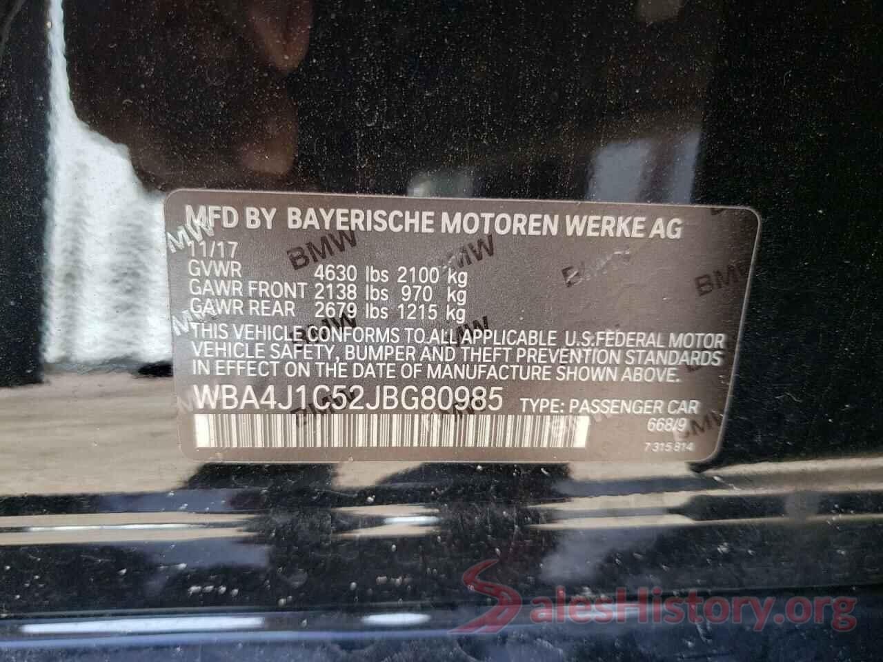 WBA4J1C52JBG80985 2018 BMW 4 SERIES