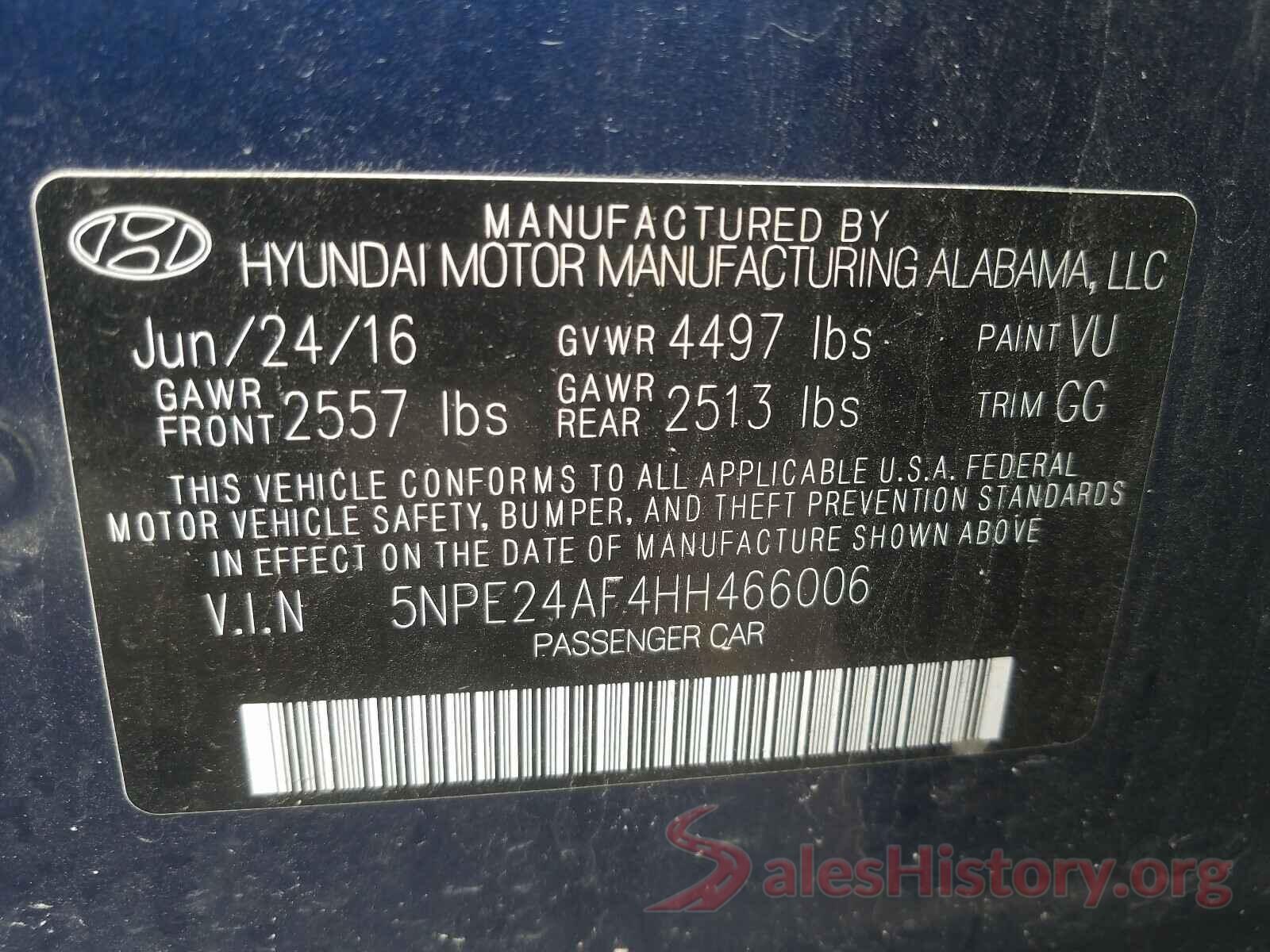 5NPE24AF4HH466006 2017 HYUNDAI SONATA