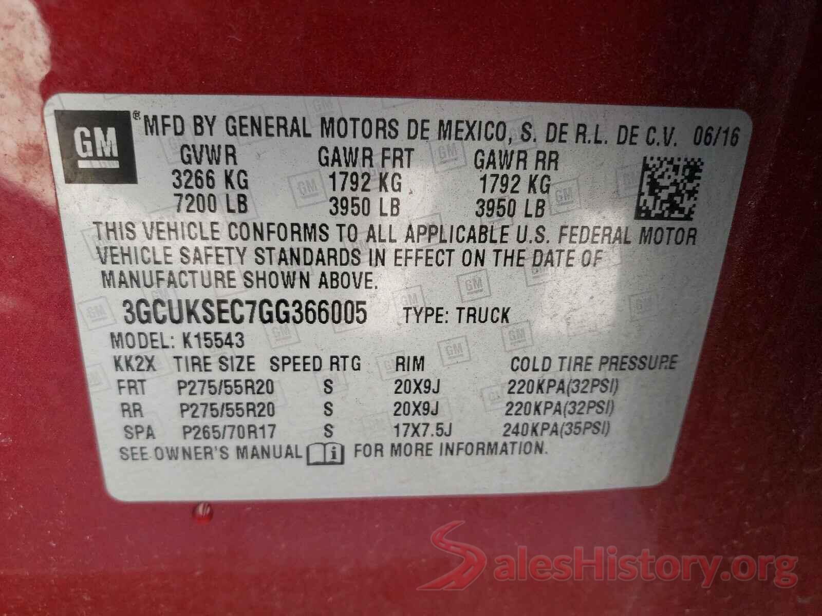 3GCUKSEC7GG366005 2016 CHEVROLET SILVERADO