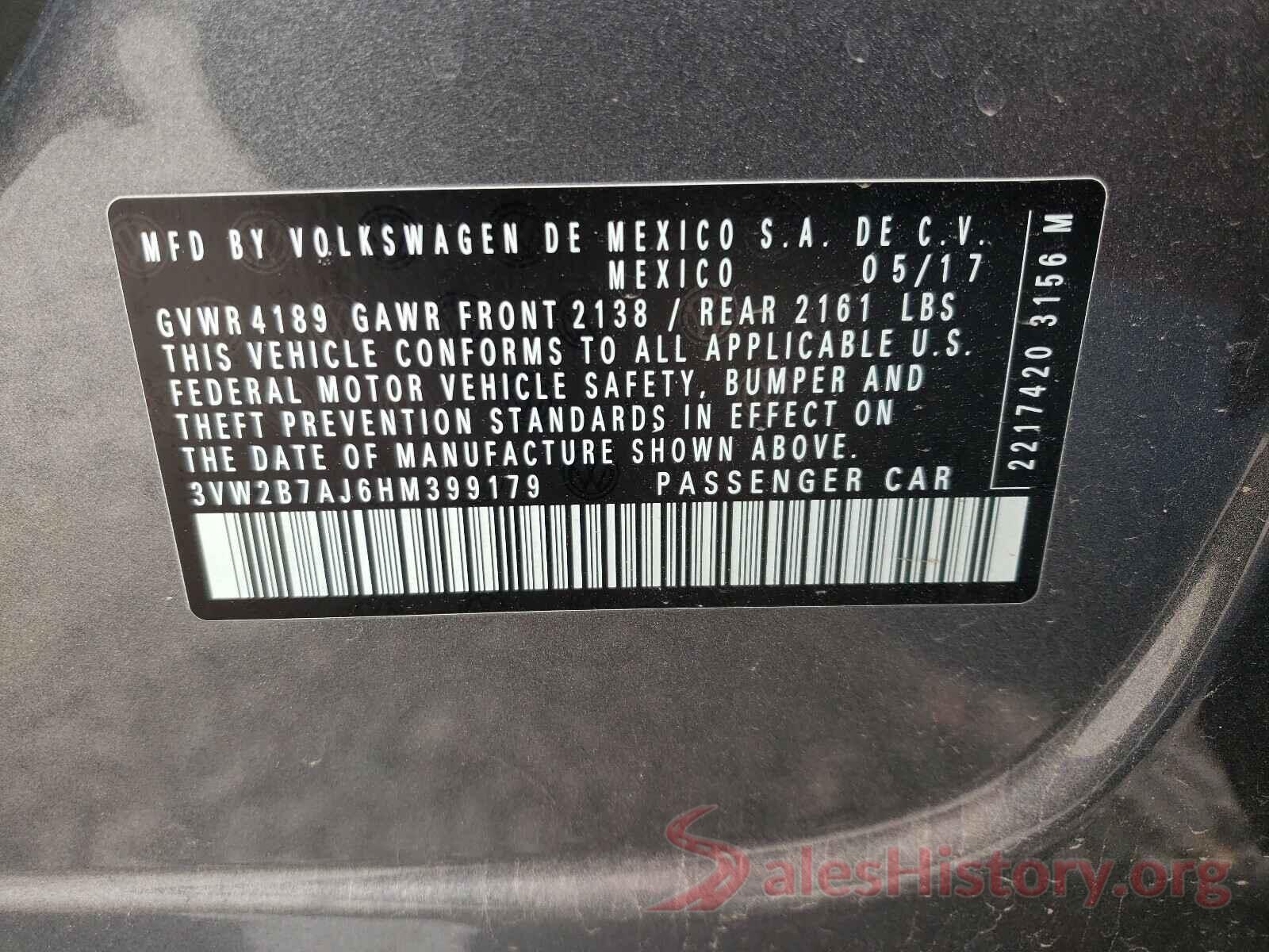 3VW2B7AJ6HM399179 2017 VOLKSWAGEN JETTA