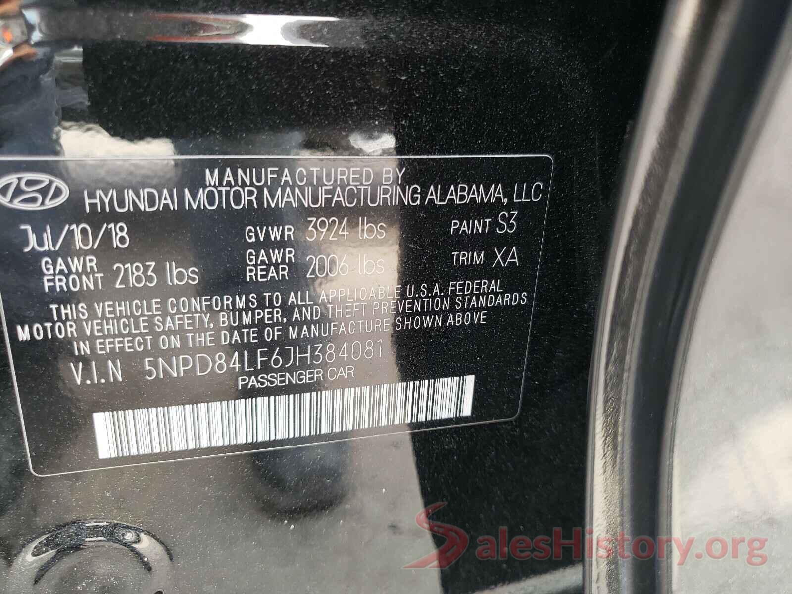 5NPD84LF6JH384081 2018 HYUNDAI ELANTRA