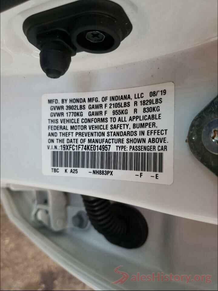 19XFC1F74KE014957 2019 HONDA CIVIC