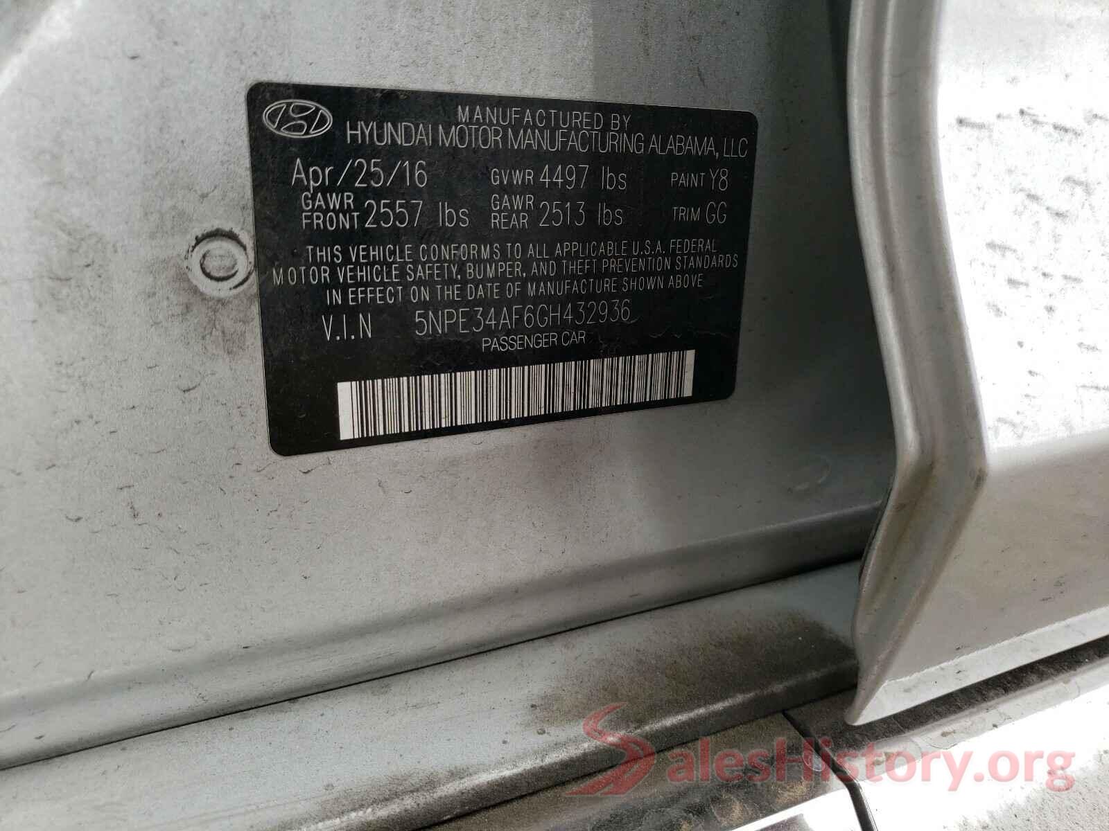 5NPE34AF6GH432936 2016 HYUNDAI SONATA